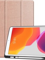 BTH BTH iPad 10.2 (2019) Hoesje Tablet Hoes Bookcase Cover Met Uitsparing voor Apple Pencil Stylus Pen - Rosé Goud