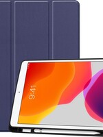 BTH BTH iPad 10.2 (2019) Hoesje Tablet Hoes Bookcase Cover Met Uitsparing voor Apple Pencil Stylus Pen - Donker Blauw