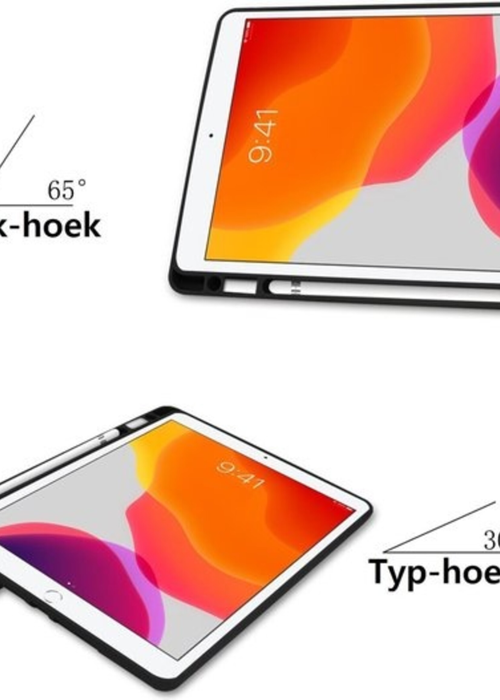 BTH Hoes Geschikt voor iPad 10.2 2019 Hoes Book Case Hoesje Trifold Cover Met Uitsparing Geschikt voor Apple Pencil - Hoesje Geschikt voor iPad 7 Hoesje Bookcase - Groen