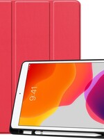 BTH BTH iPad 10.2 (2019) Hoesje Tablet Hoes Bookcase Cover Met Uitsparing voor Apple Pencil Stylus Pen - Rood