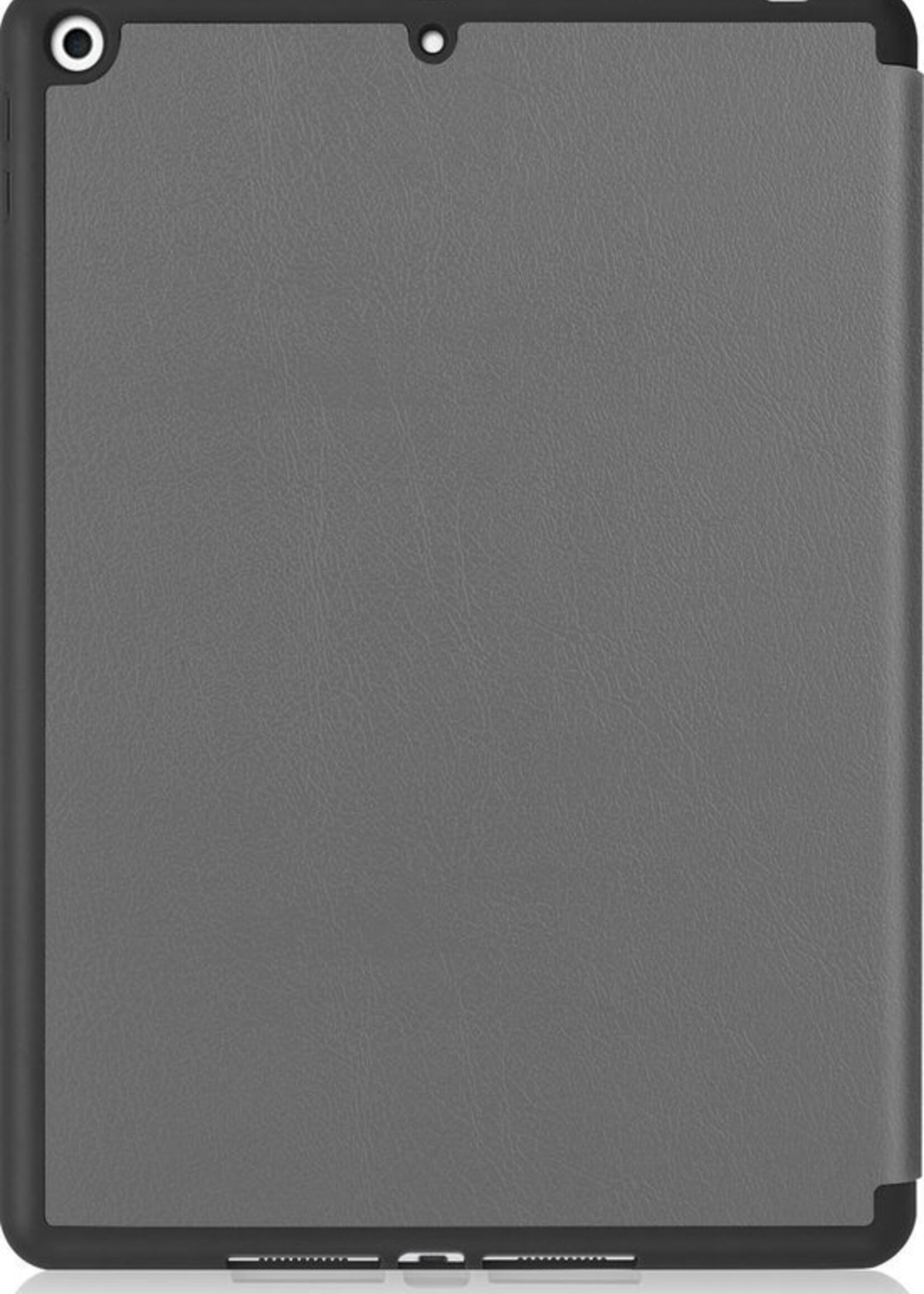 BTH Hoes Geschikt voor iPad 10.2 2019 Hoes Book Case Hoesje Trifold Cover Met Uitsparing Geschikt voor Apple Pencil - Hoesje Geschikt voor iPad 7 Hoesje Bookcase - Grijs