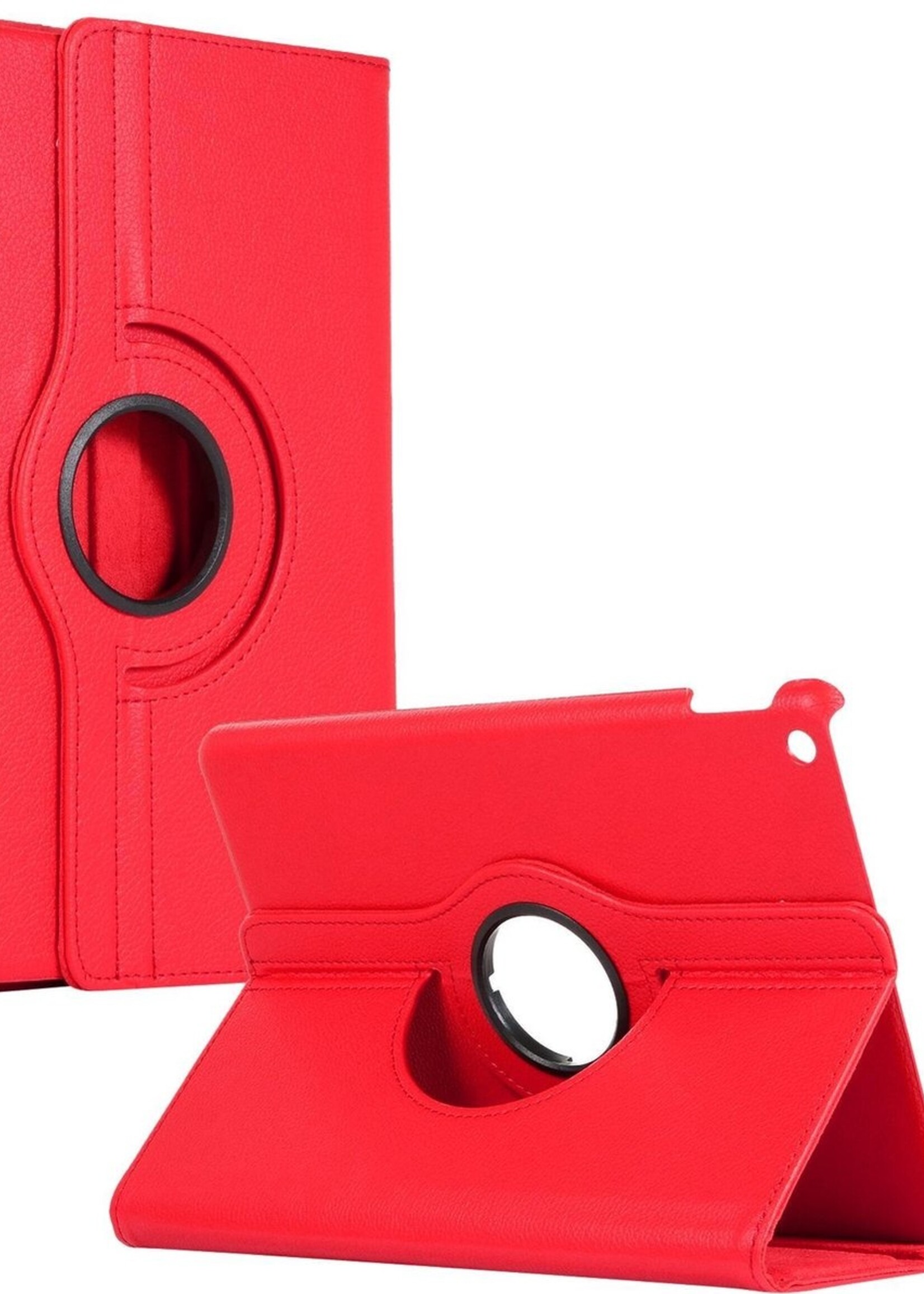 BTH Hoes Geschikt voor iPad 10.2 2019 Hoes Case 360 Draaibare Hoes Cover - Hoesje Geschikt voor iPad 7 Hoesje Draaibaar - Rood