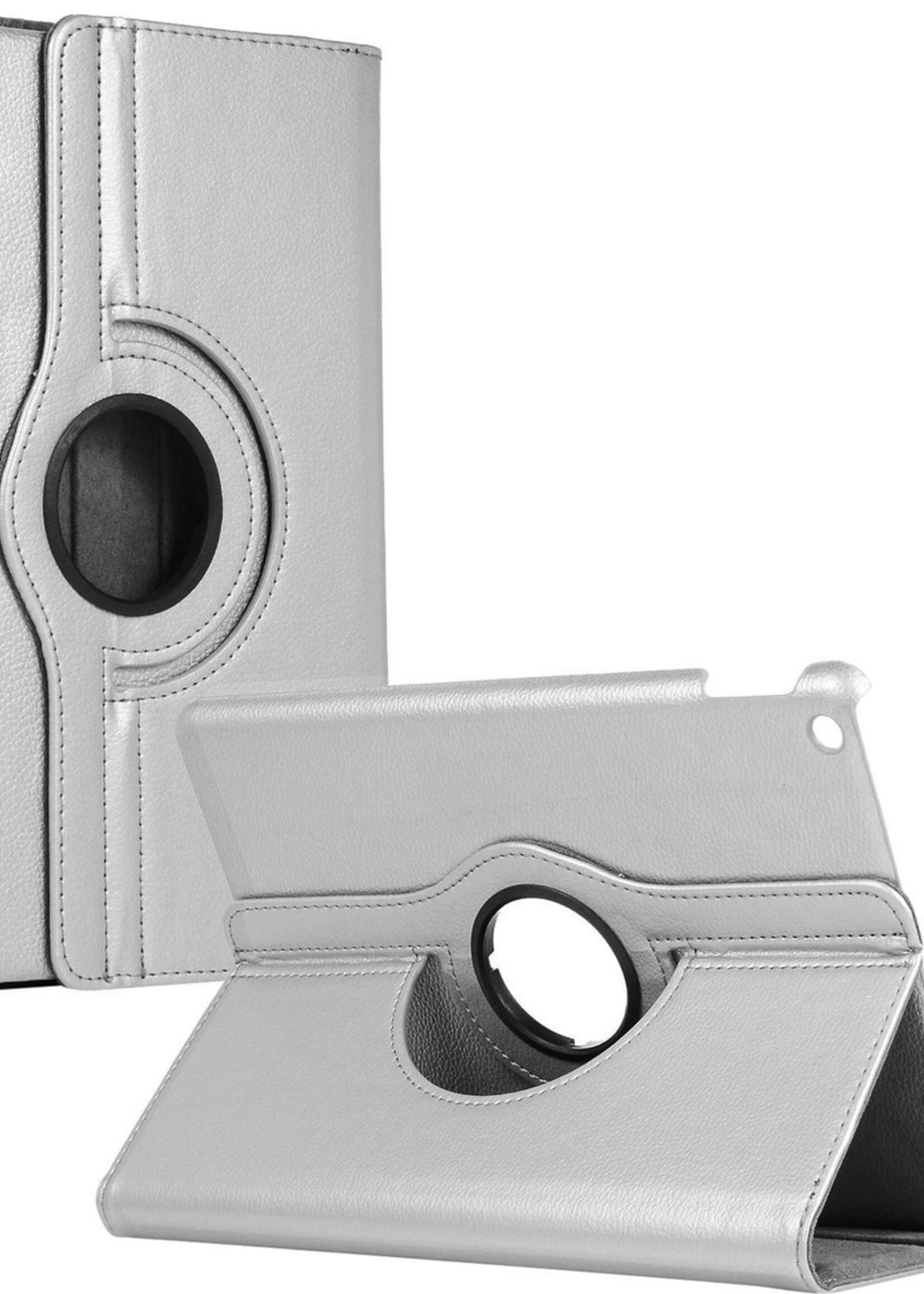 BTH Hoes Geschikt voor iPad 10.2 2019 Hoes Case 360 Draaibare Hoes Cover - Hoesje Geschikt voor iPad 7 Hoesje Draaibaar - Zilver