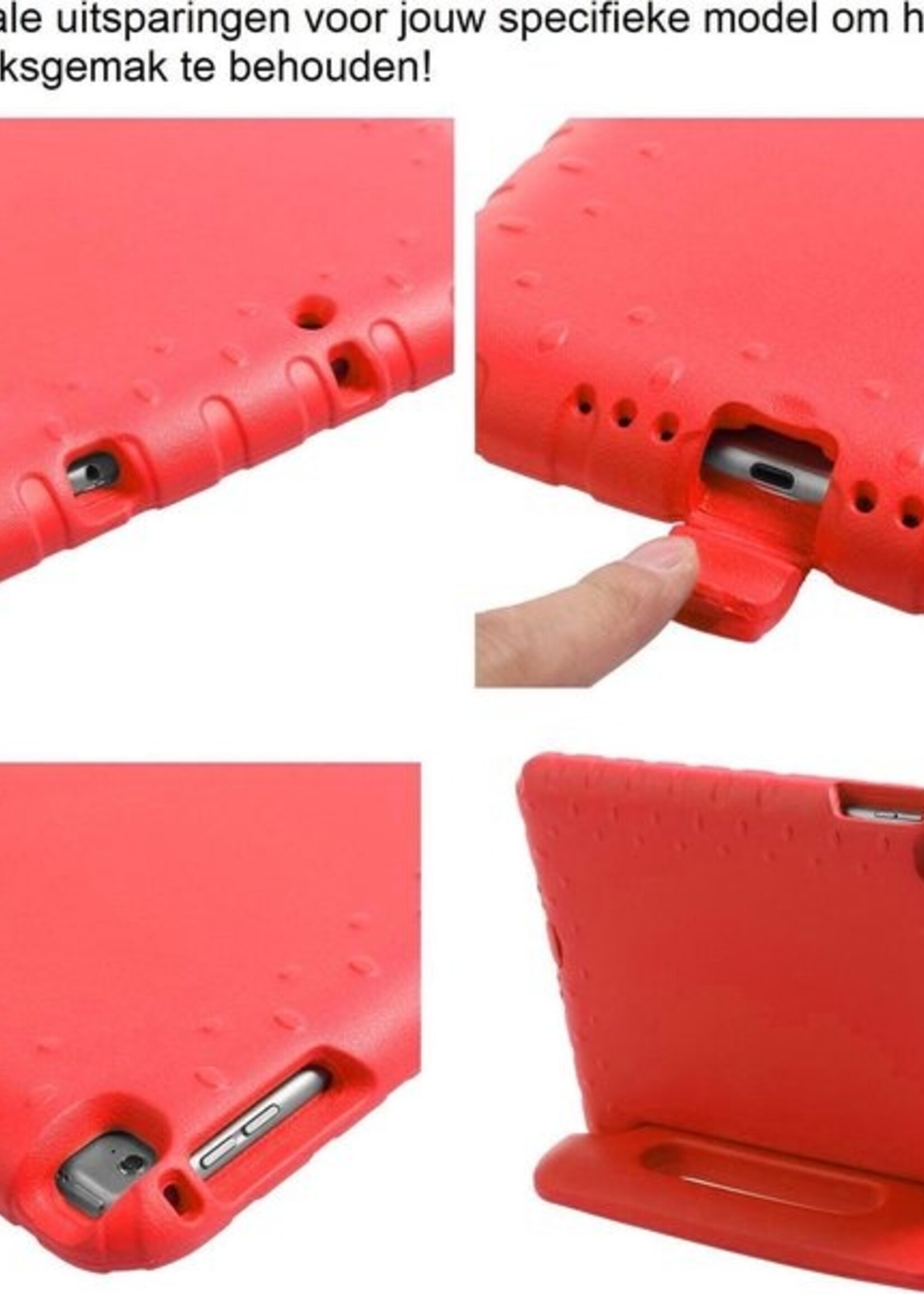 BTH Kinderhoes Geschikt voor iPad 10.2 2019 Hoes Kinder Hoesje Kids Case Cover Kidsproof Met Screenprotector - Hoesje Geschikt voor iPad 7 Hoesje Kinder Hoes - Rood