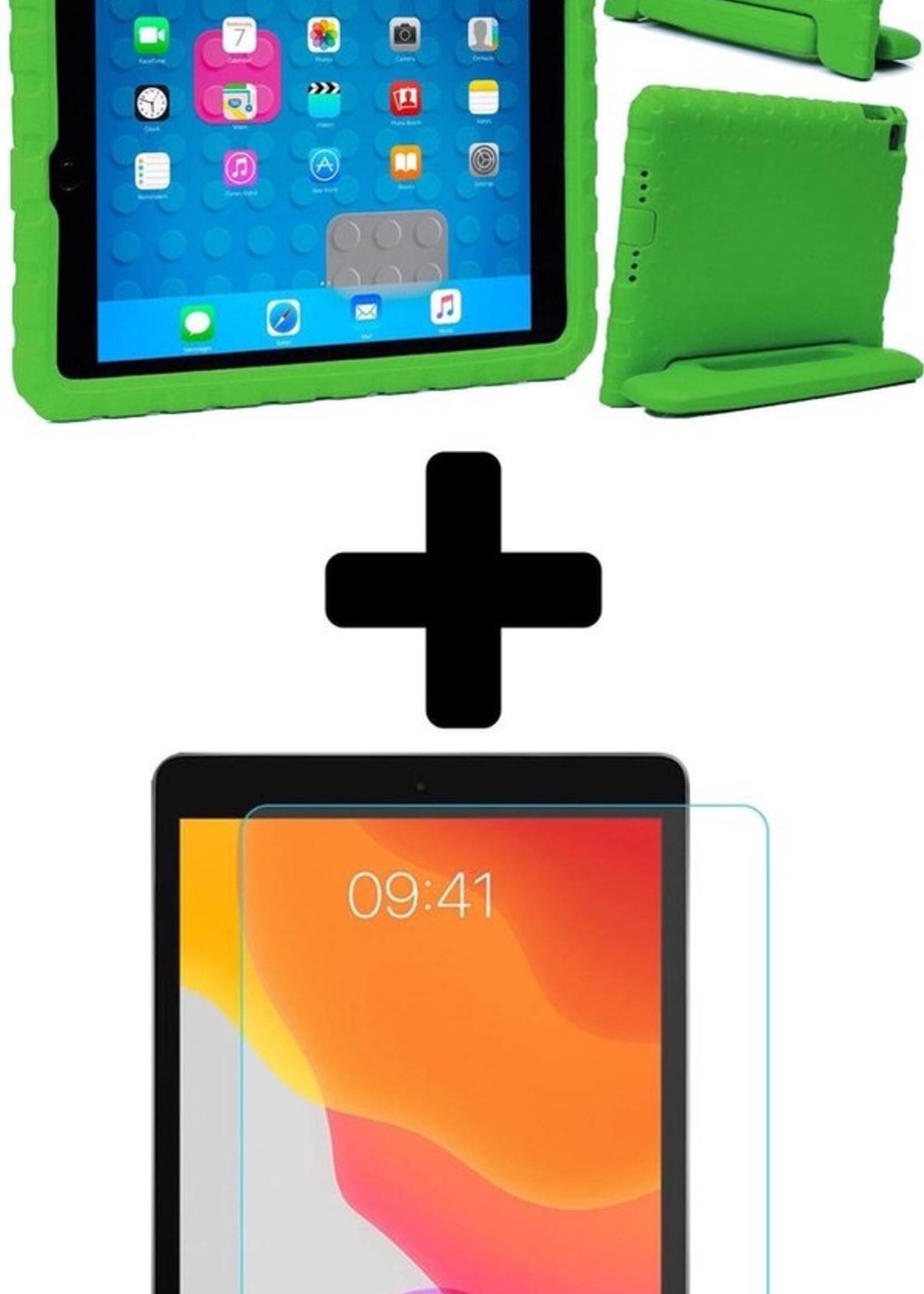 BTH Kinderhoes Geschikt voor iPad 10.2 2019 Hoes Kinder Hoesje Kids Case Cover Kidsproof Met Screenprotector - Hoesje Geschikt voor iPad 7 Hoesje Kinder Hoes - Groen