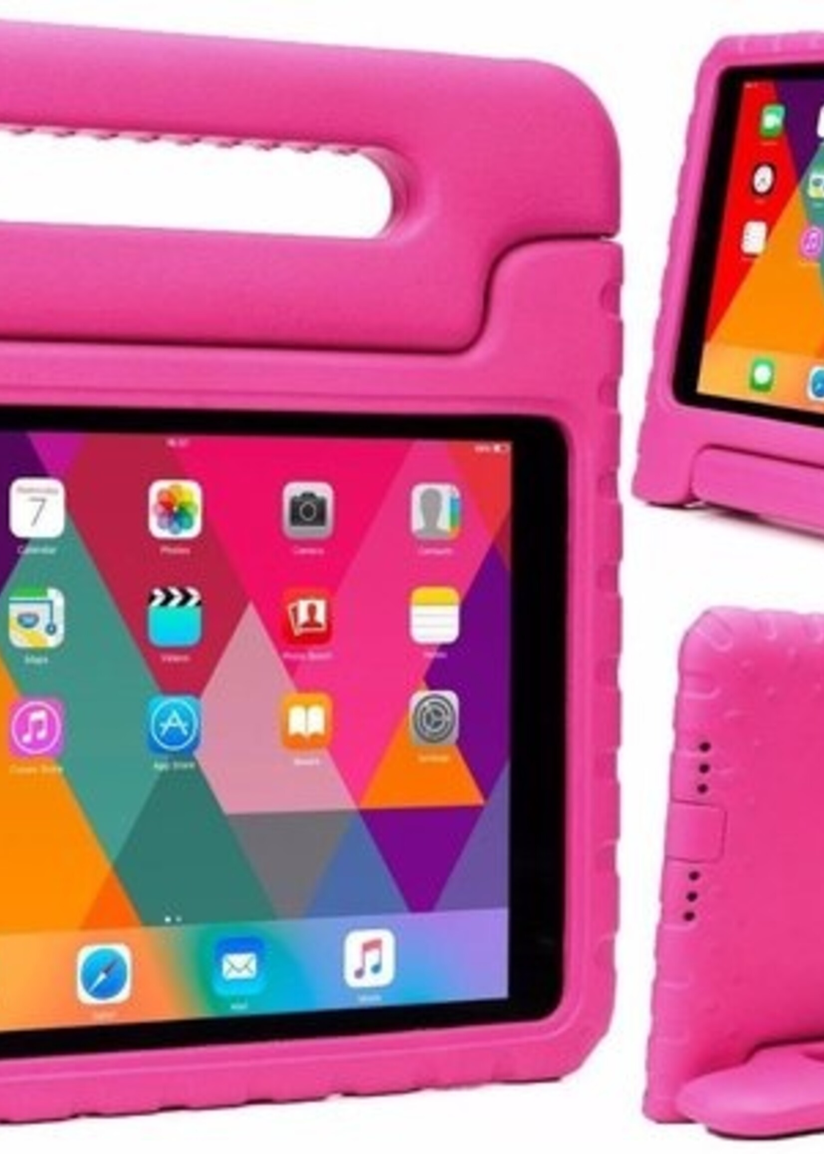 BTH Kinderhoes Geschikt voor iPad 10.2 2019 Hoes Kinder Hoesje Kids Case Cover Kidsproof Met Screenprotector - Hoesje Geschikt voor iPad 7 Hoesje Kinder Hoes - Roze