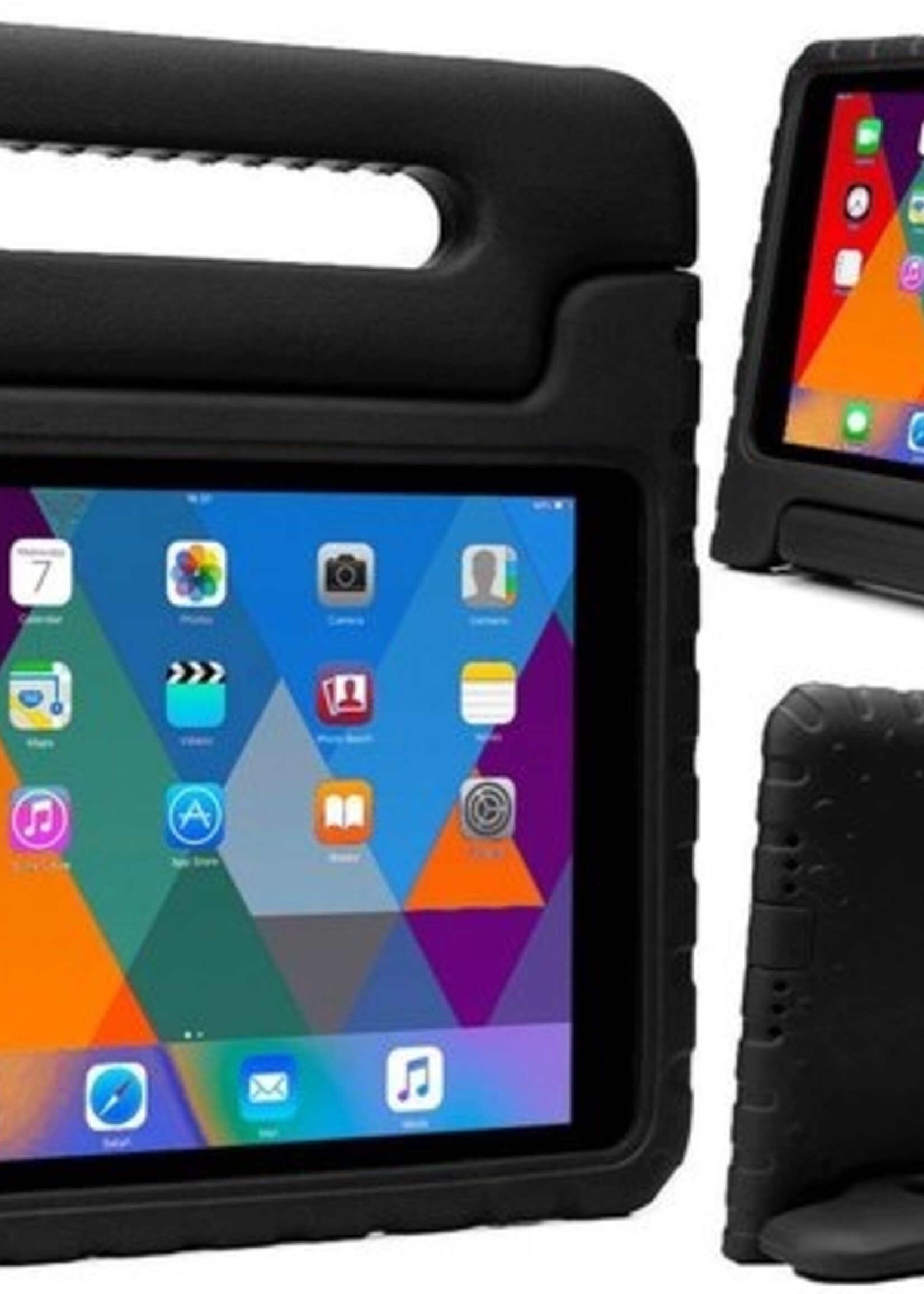 BTH Kinderhoes Geschikt voor iPad 10.2 2019 Hoes Kinder Hoesje Kids Case Cover Kidsproof Met 2x Screenprotector - Hoesje Geschikt voor iPad 7 Hoesje Kinder Hoes - Zwart