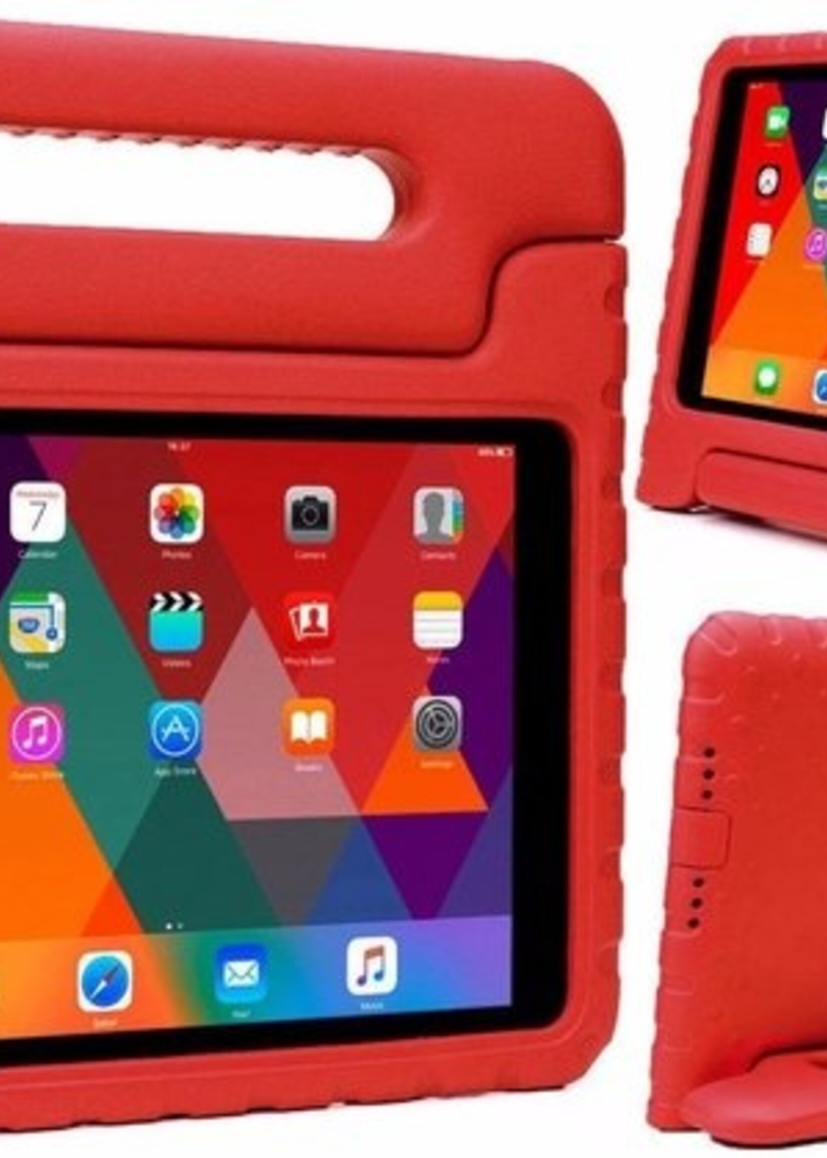 BTH Kinderhoes Geschikt voor iPad 10.2 2019 Hoes Kinder Hoesje Kids Case Cover Kidsproof Met 2x Screenprotector - Hoesje Geschikt voor iPad 7 Hoesje Kinder Hoes - Rood