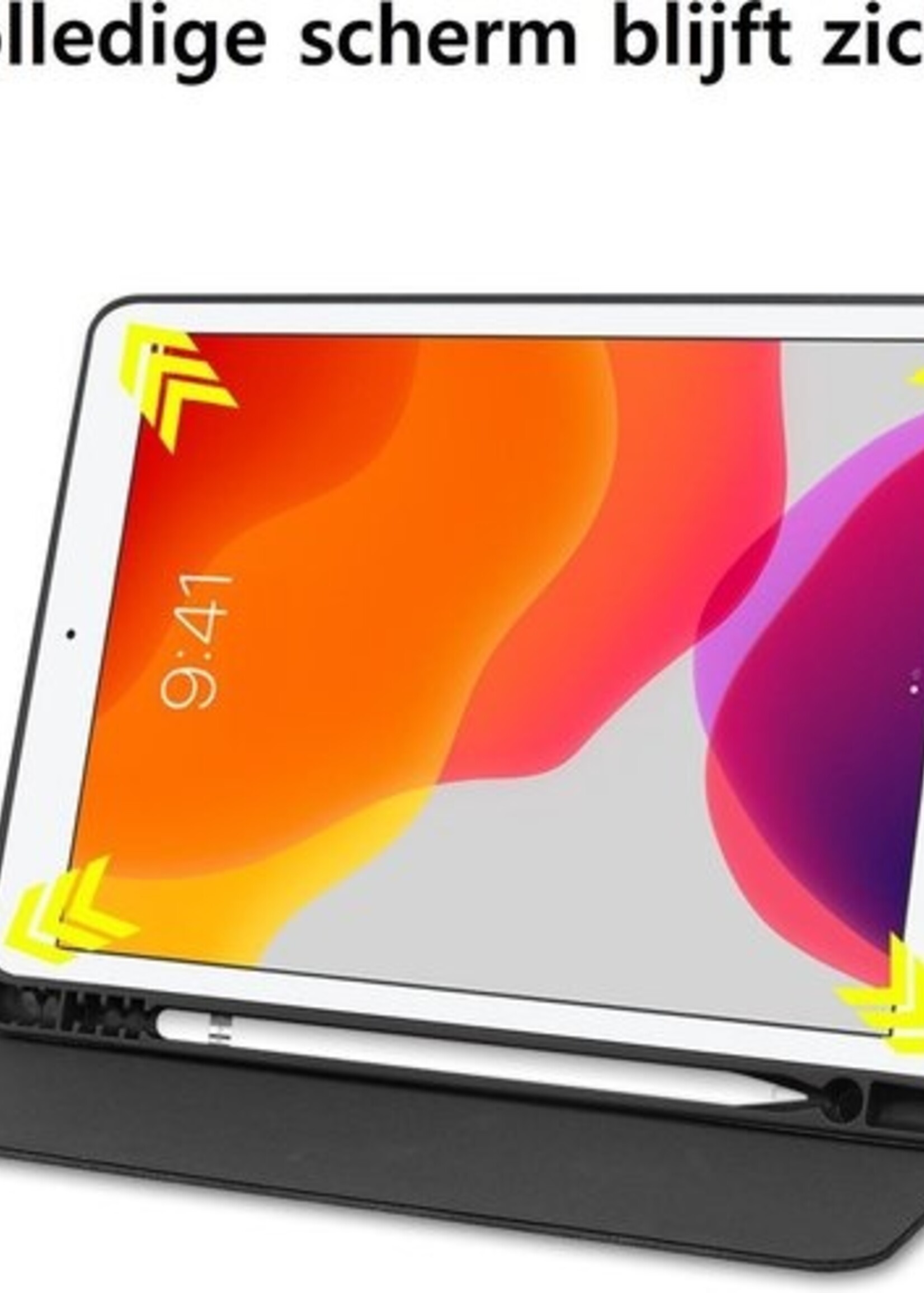 BTH Hoes Geschikt voor iPad 10.2 2019 Hoes Luxe Book Case Met Uitsparing Geschikt voor Apple Pencil Met Screenprotector - Hoesje Geschikt voor iPad 7 Hoesje Cover Case - Grijs