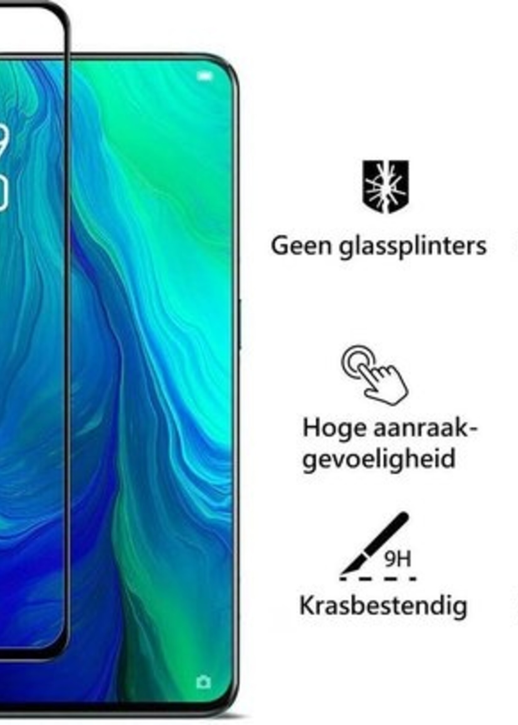 BTH Screenprotector Geschikt voor OPPO Reno 2 Screenprotector Glas Gehard Tempered Glass Full Cover - Screenprotector Geschikt voor OPPO Reno 2 Screen Protector Screen Cover