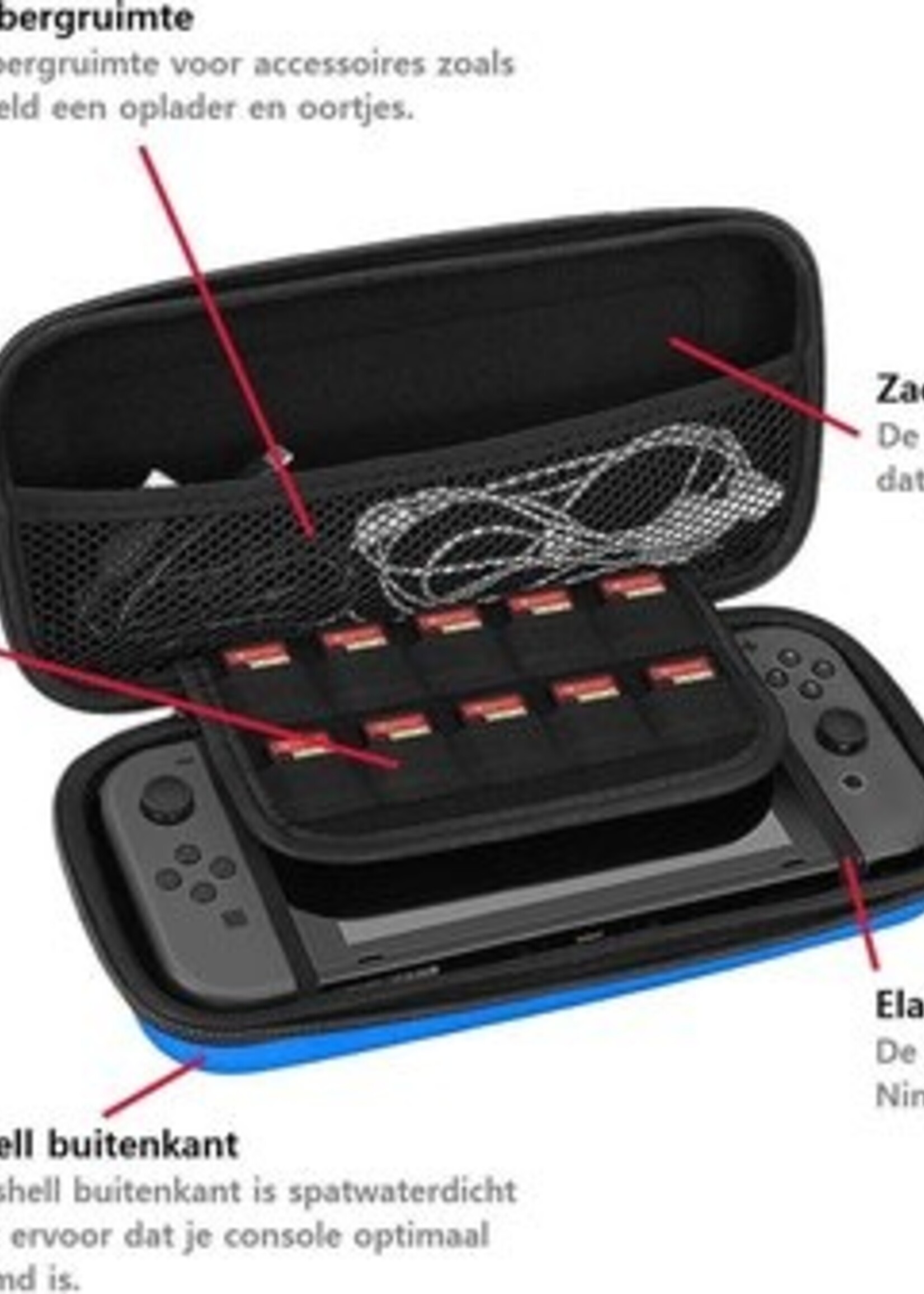 BTH Hoes Geschikt voor Nintendo Switch Lite Case Hard Cover Bescherm Hoesje Koord - Case Geschikt voor Nintendo Switch Lite Hoes - Blauw