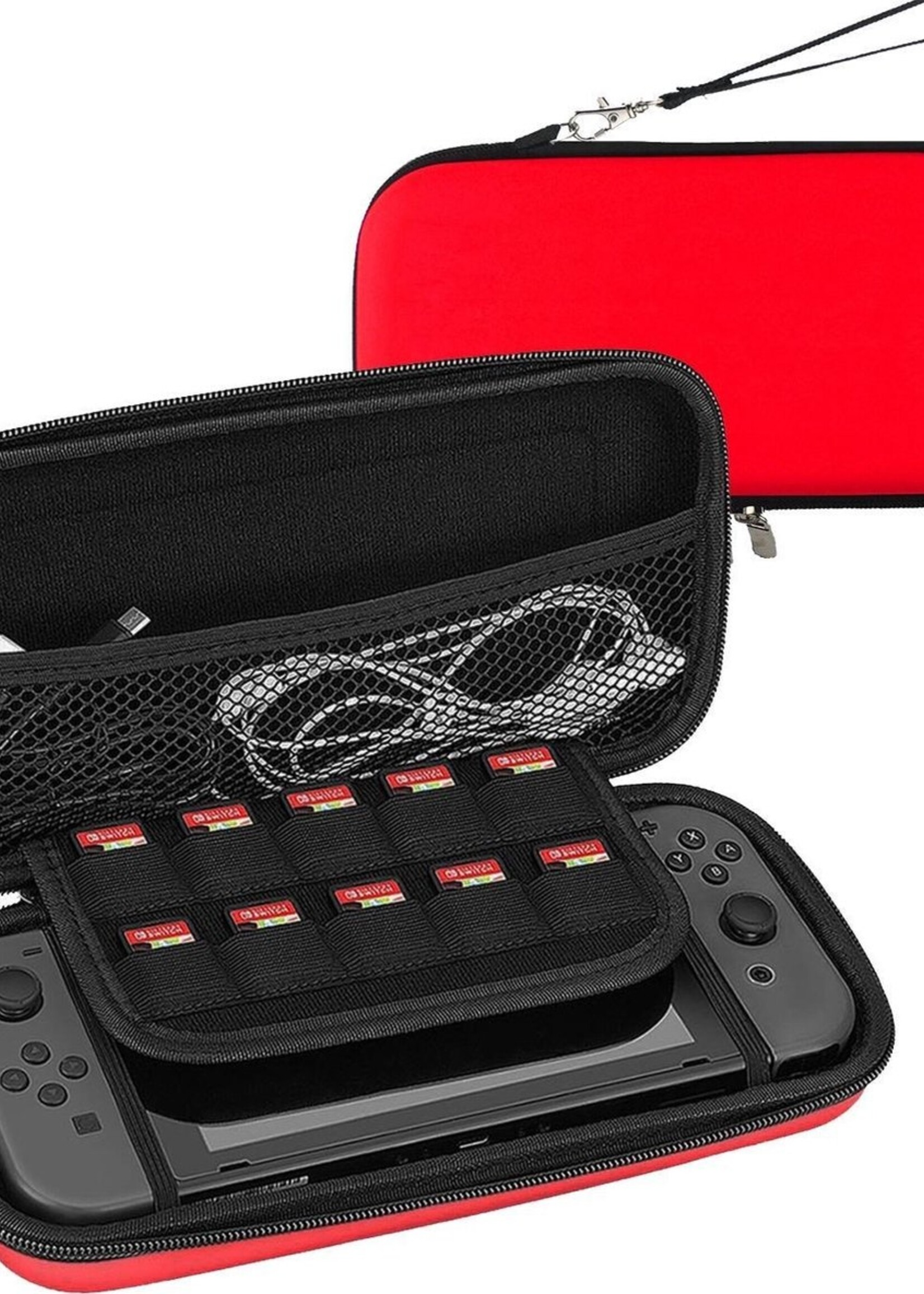 BTH Hoes Geschikt voor Nintendo Switch Lite Case Hard Cover Bescherm Hoesje Koord - Case Geschikt voor Nintendo Switch Lite Hoes - Rood