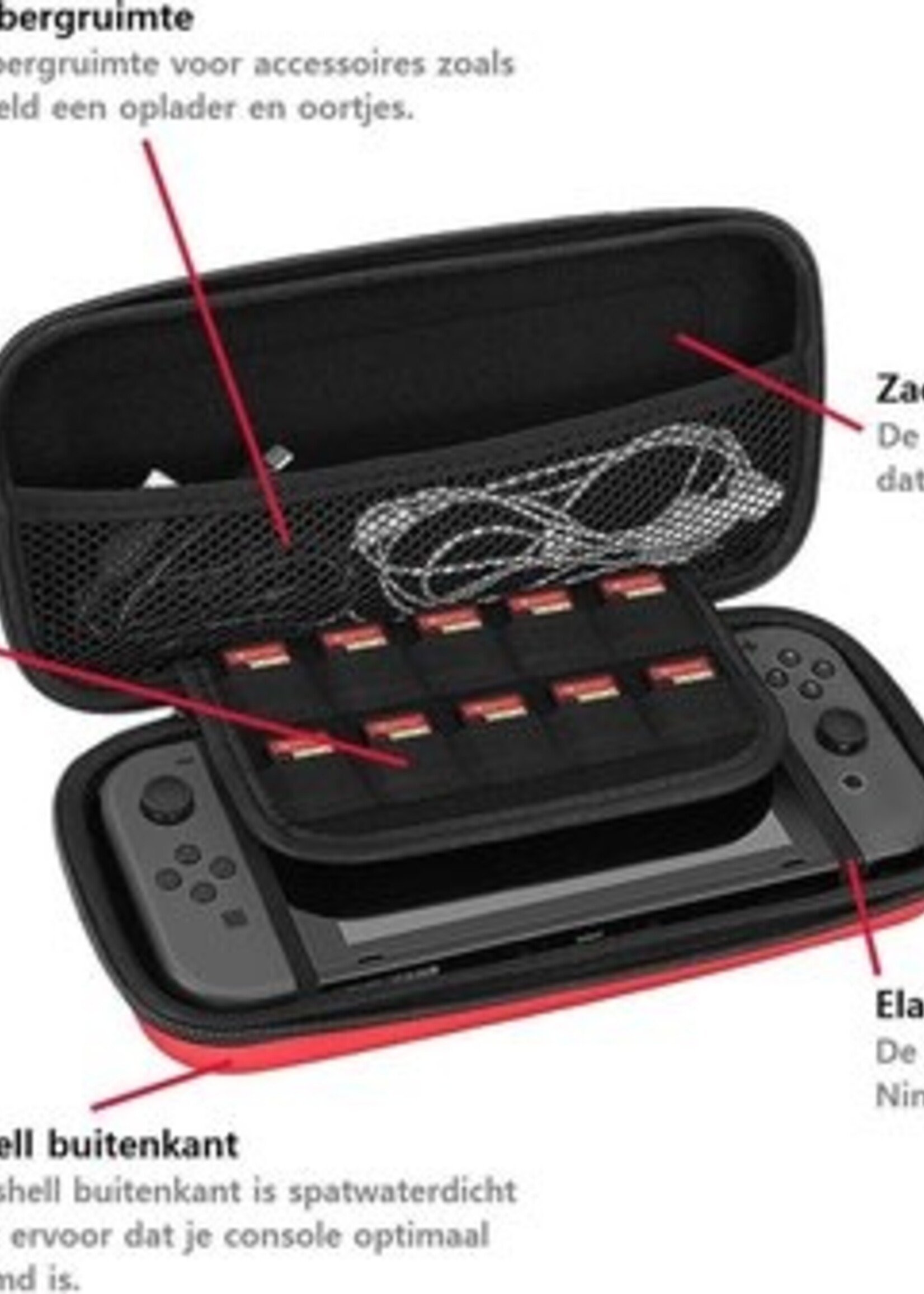 BTH Hoes Geschikt voor Nintendo Switch Lite Case Hard Cover Bescherm Hoesje Koord - Case Geschikt voor Nintendo Switch Lite Hoes - Rood - 2 PACK