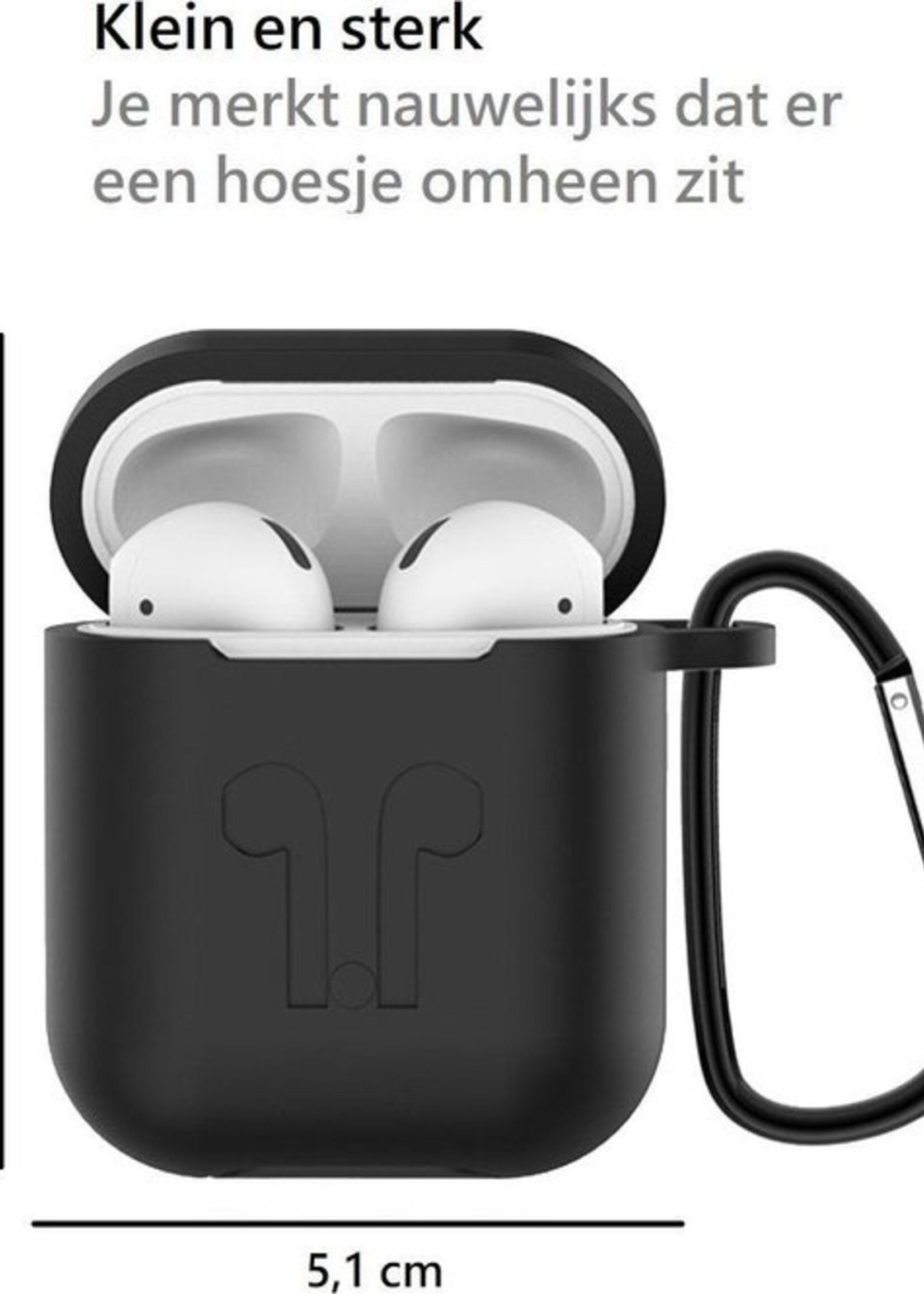 BTH Case Geschikt voor AirPods 1 Hoesje Hoes Siliconen 3-in-1 Met Clip Cover - Hoesje Geschikt voor Apple Airpods 1 Siliconen 3-in-1 Met Clip - Zwart