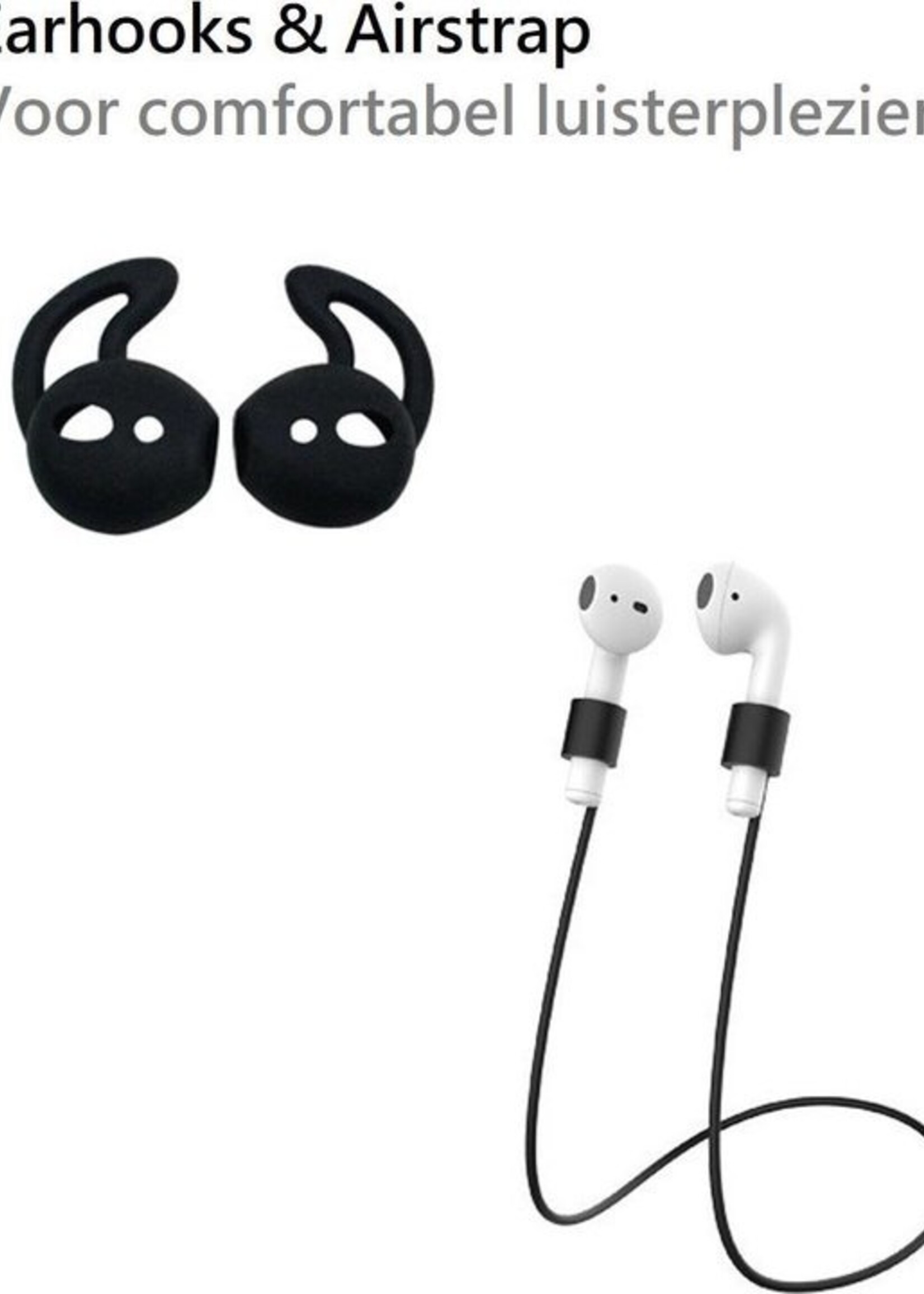 BTH Case Geschikt voor AirPods 1 Hoesje Hoes Siliconen 3-in-1 Met Clip Cover - Hoesje Geschikt voor Apple Airpods 1 Siliconen 3-in-1 Met Clip - Zwart