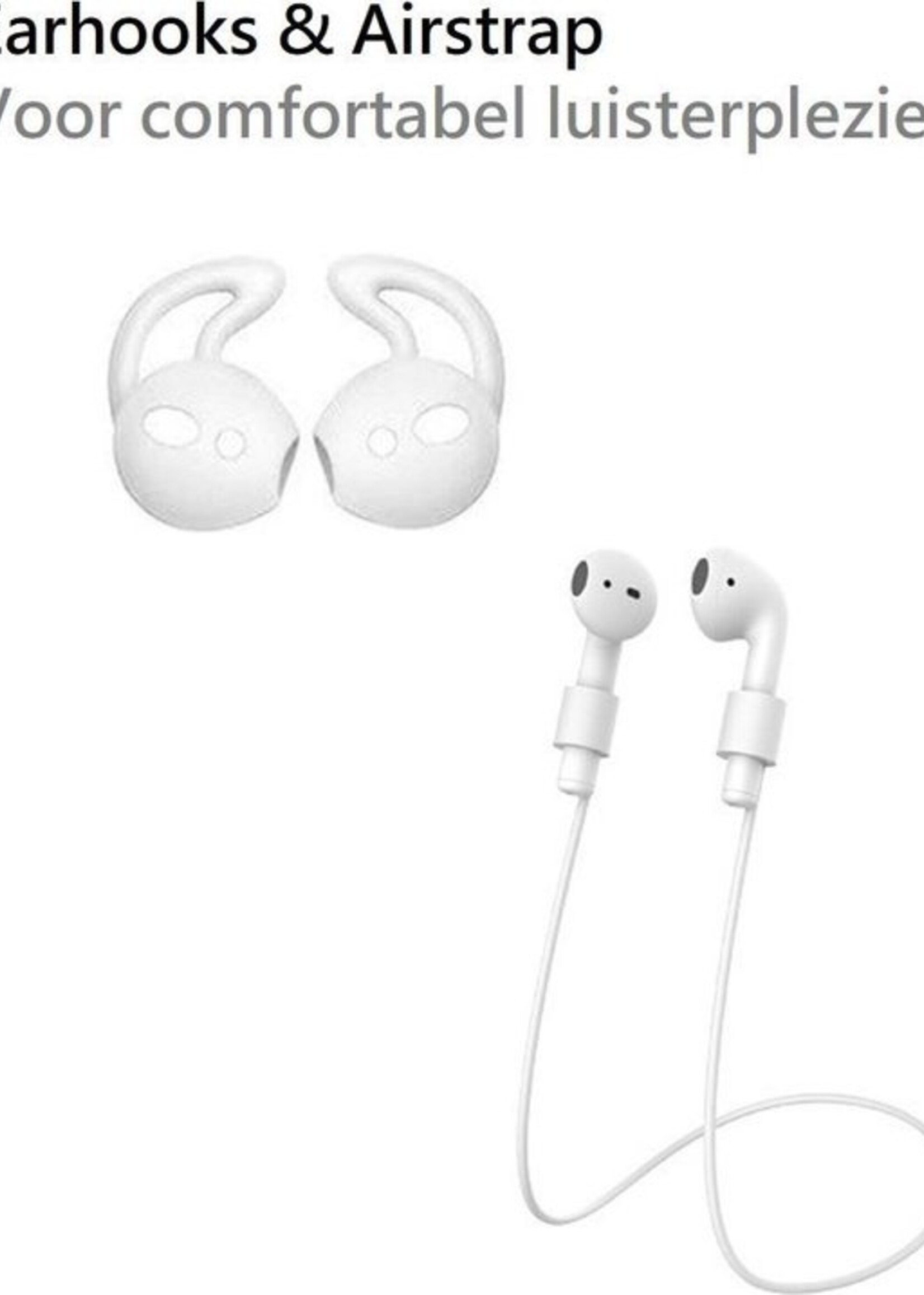 BTH Case Geschikt voor AirPods Hoesje Hoes Siliconen 3-in-1 Met Clip Cover - Hoesje Geschikt voor Apple Airpods 1/2 Siliconen 3-in-1 Met Clip - Wit