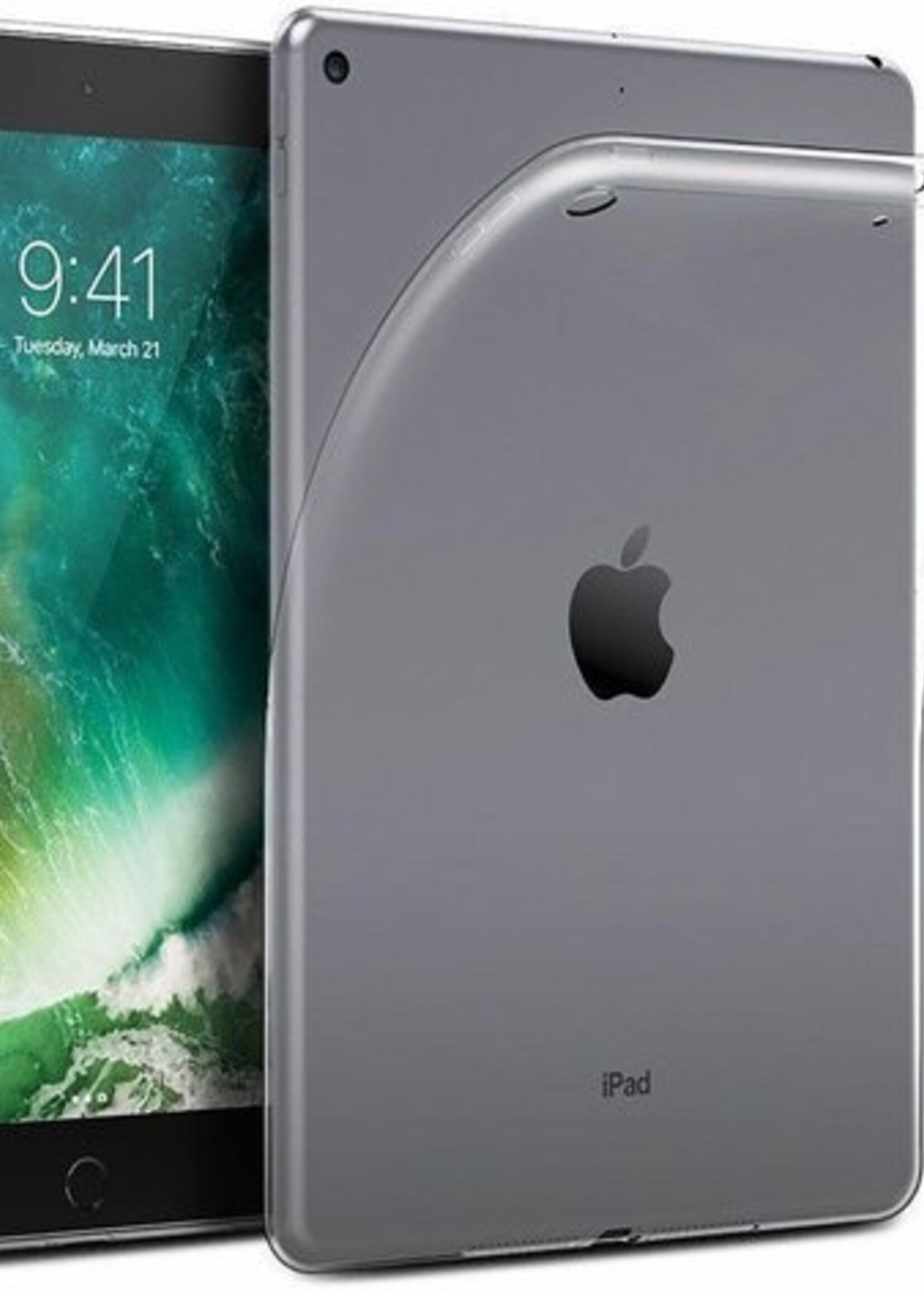 BTH Hoes Geschikt voor iPad Air 1 Hoesje Siliconen Case Hoes Back Cover Met Screenprotector - Transparant