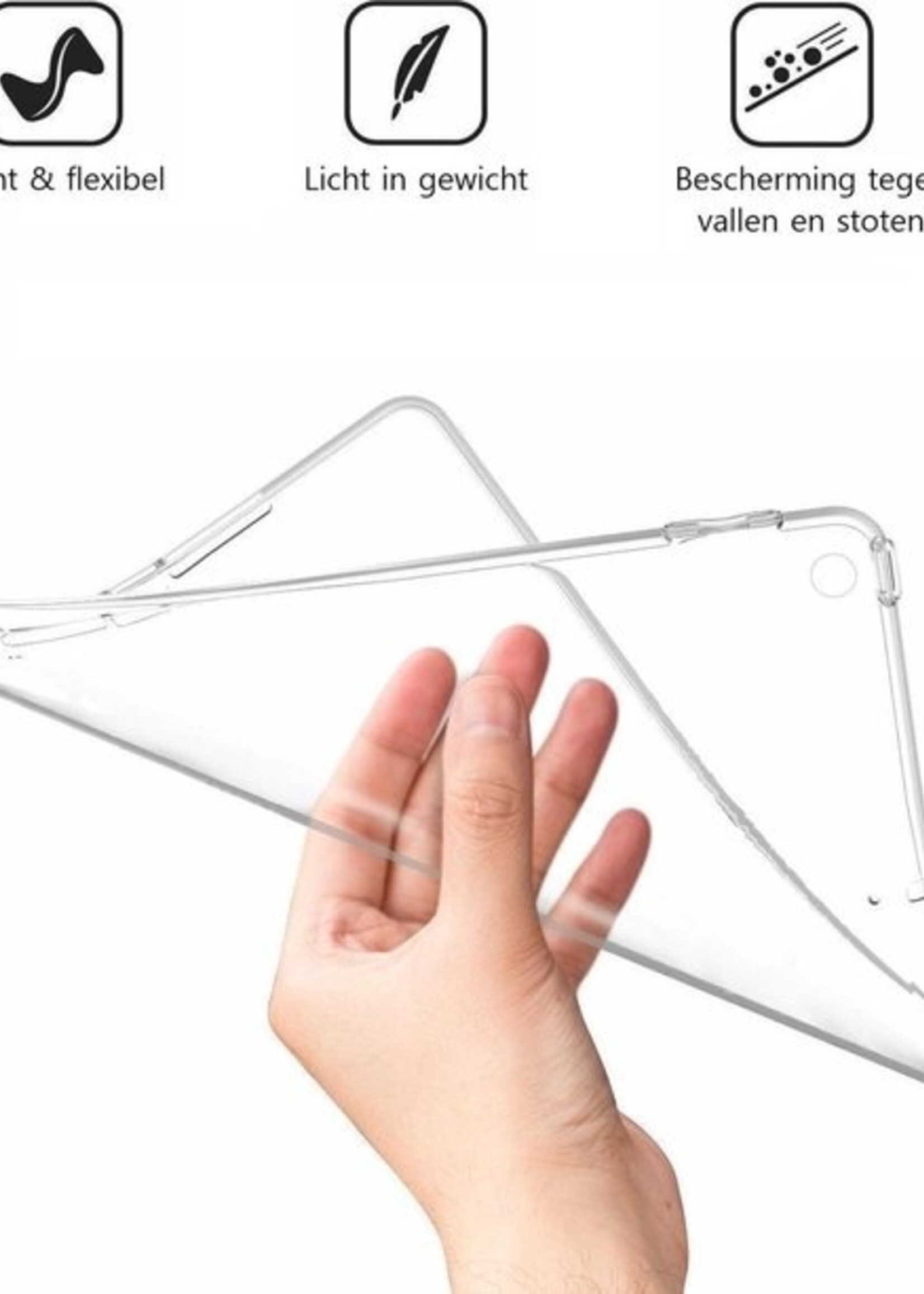 BTH Hoes Geschikt voor iPad Air 2 Hoesje Siliconen Case Hoes Back Cover Met 2x Screenprotector - Transparant
