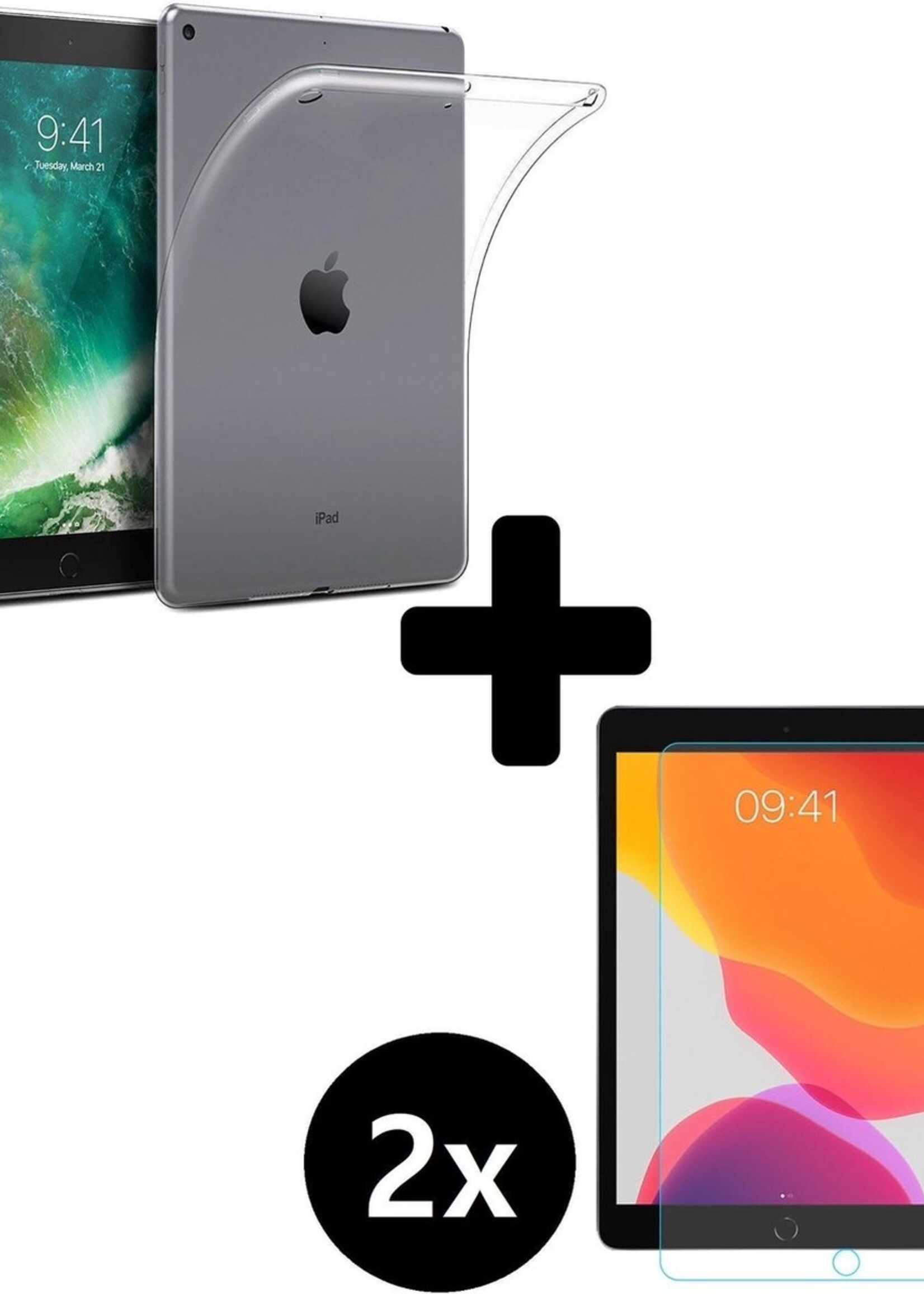 BTH Hoes Geschikt voor iPad Air 1 Hoesje Siliconen Case Hoes Back Cover Met 2x Screenprotector - Transparant