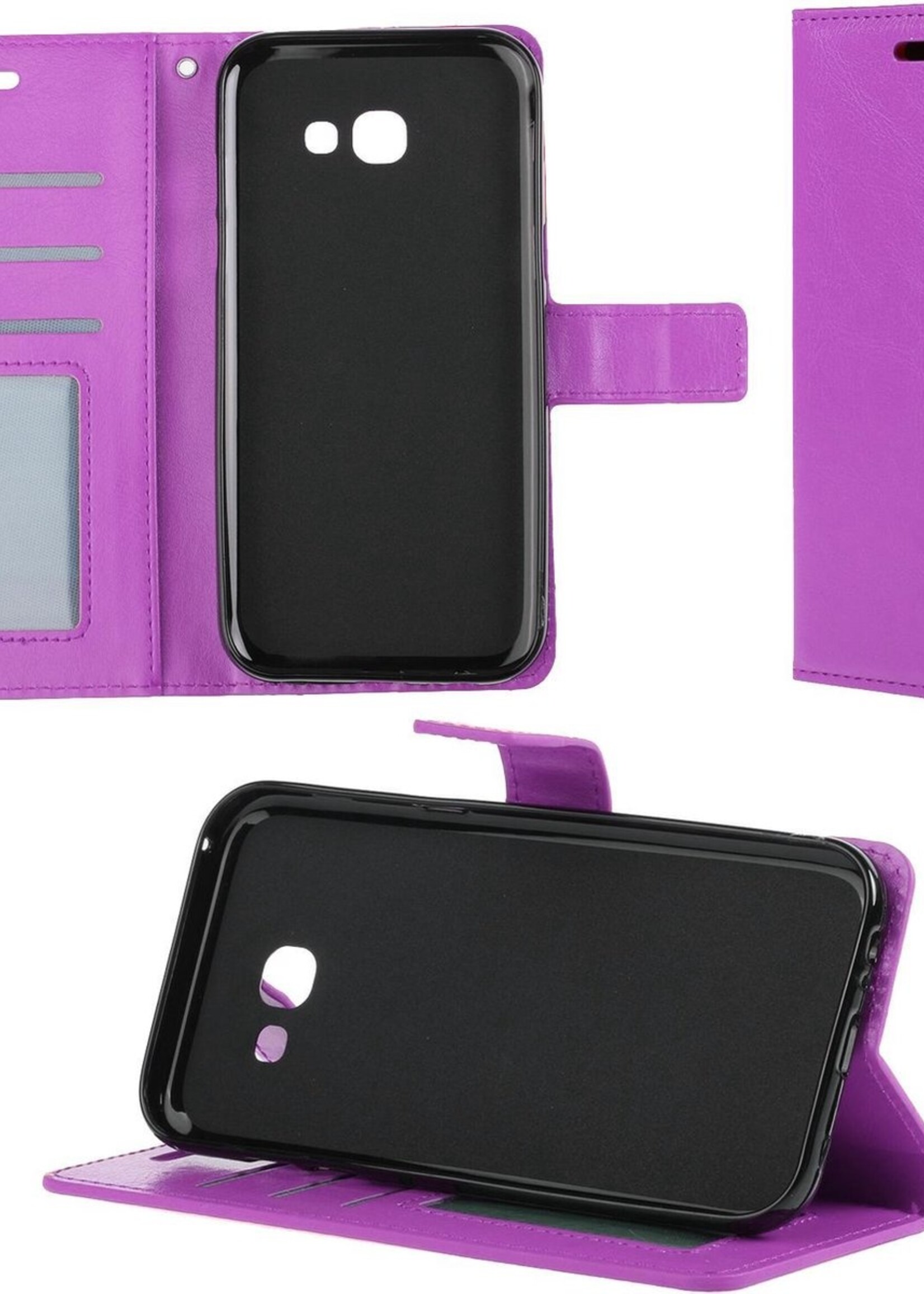 BTH Hoesje Geschikt voor Samsung Galaxy A5 2017 Hoesje Book Case Hoes Portemonnee Cover Walletcase - Hoes Geschikt voor Samsung A5 2017 Hoes Bookcase Hoesje - Paars