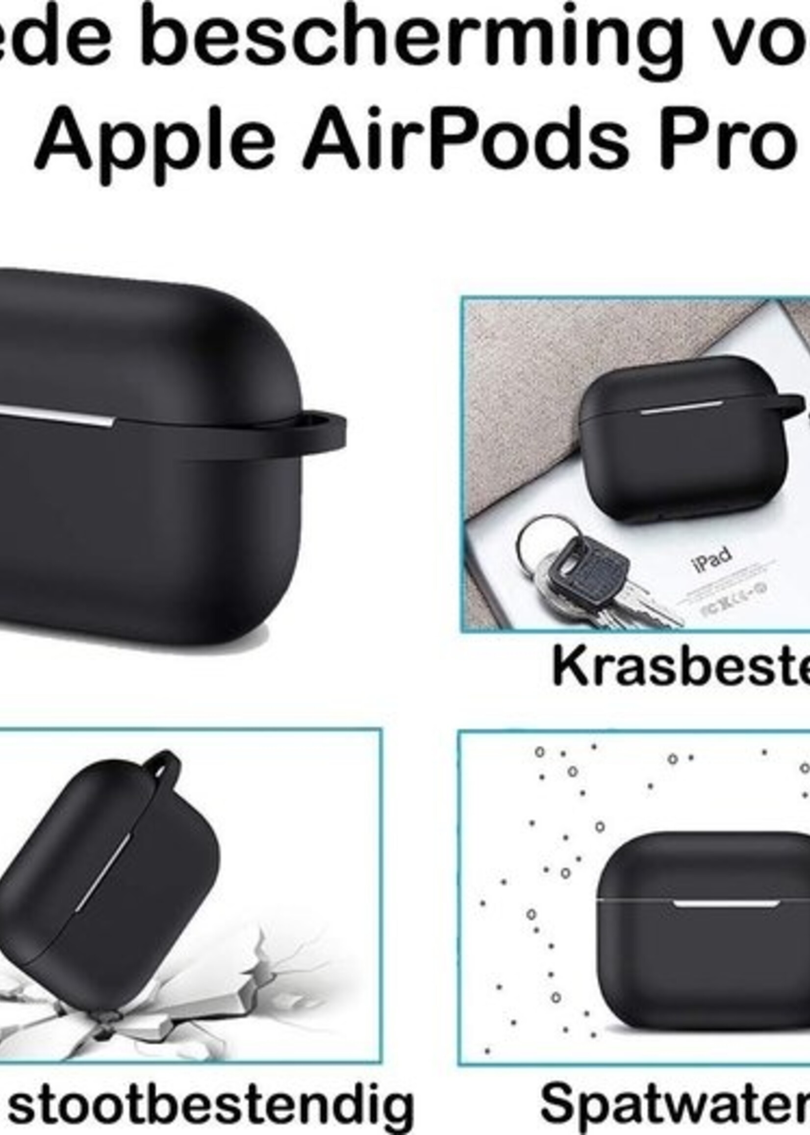 BTH Case Geschikt voor Airpods Pro Hoesje Hoes Siliconen Met Clip Cover - Hoesje Geschikt voor Apple Airpods Pro Siliconen Met Clip - Transparant