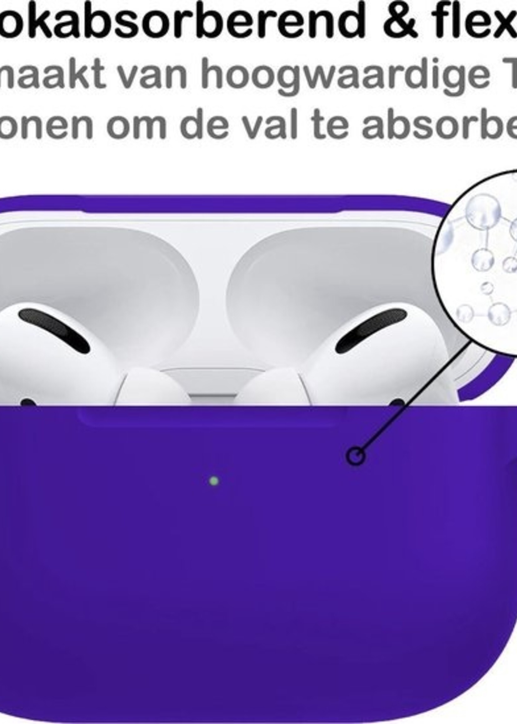 BTH Case Geschikt voor Airpods Pro Hoesje Hoes Siliconen Met Clip Cover - Hoesje Geschikt voor Apple Airpods Pro Siliconen Met Clip - Blauw