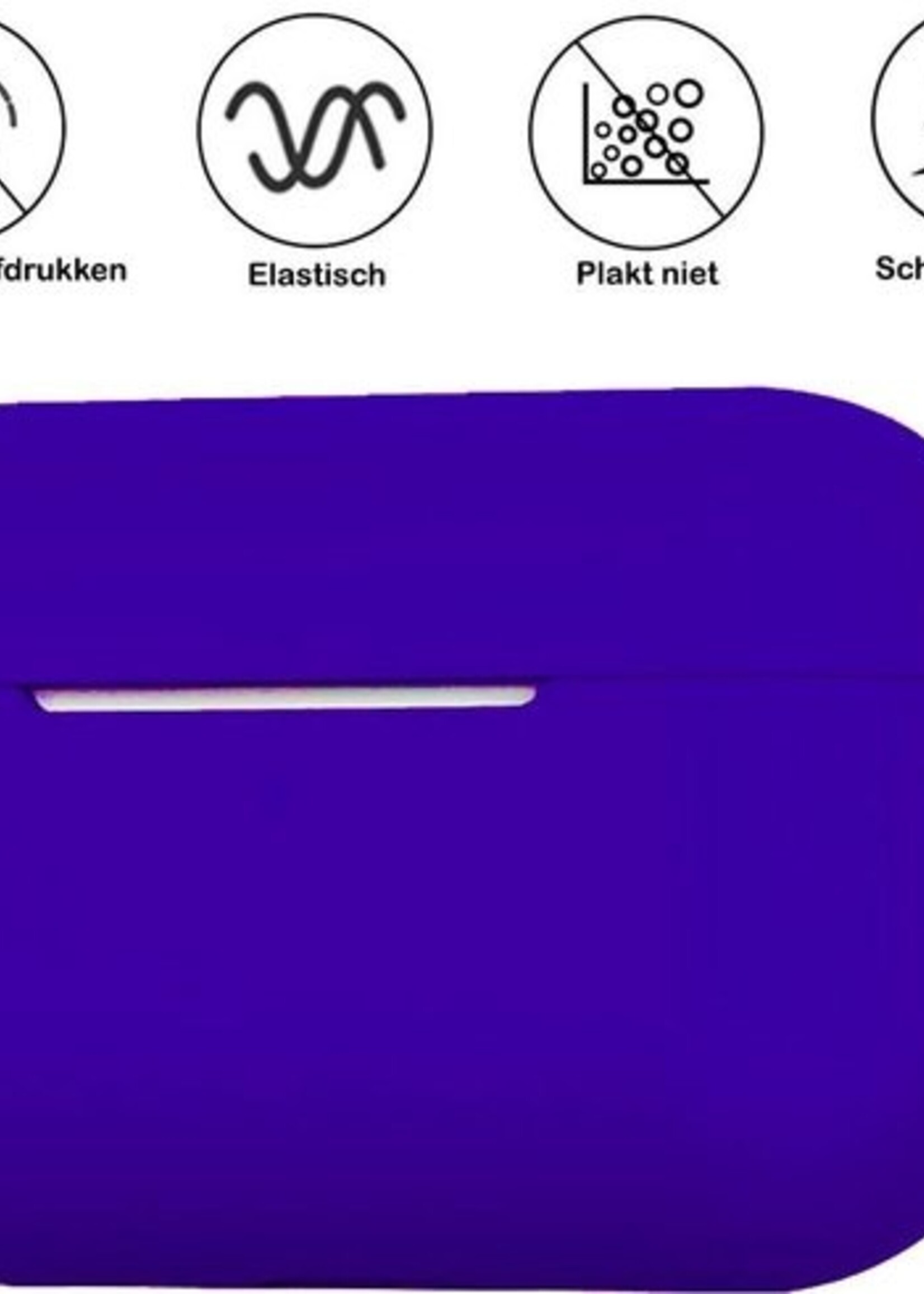 BTH Case Geschikt voor Airpods Pro Hoesje Hoes Siliconen Met Clip Cover - Hoesje Geschikt voor Apple Airpods Pro Siliconen Met Clip - Blauw