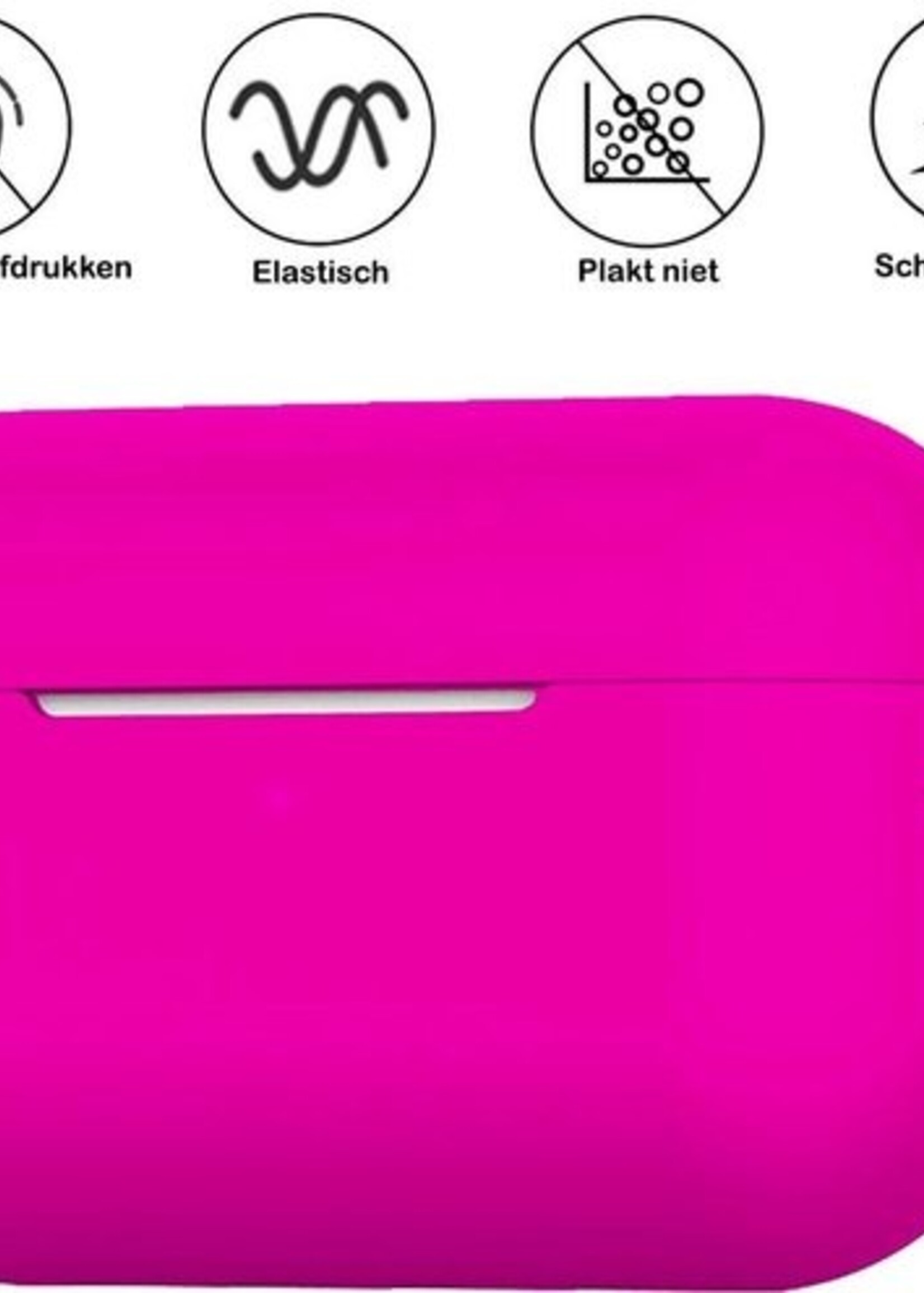 BTH Case Geschikt voor Airpods Pro Hoesje Hoes Siliconen Met Clip Cover - Hoesje Geschikt voor Apple Airpods Pro Siliconen Met Clip - Roze