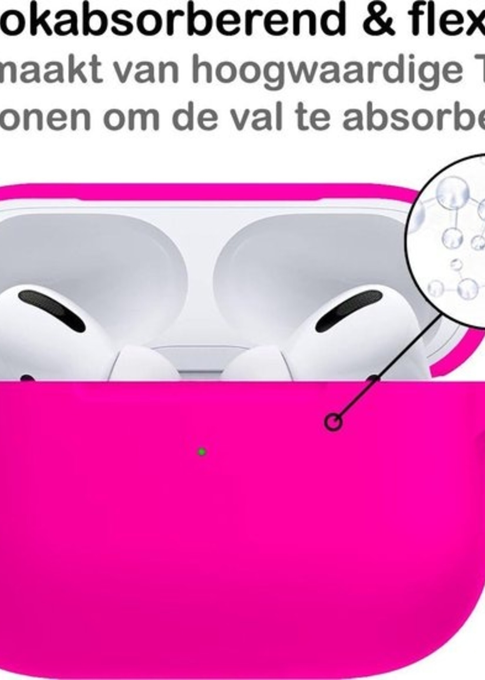 BTH Case Geschikt voor Airpods Pro Hoesje Hoes Siliconen Met Clip Cover - Hoesje Geschikt voor Apple Airpods Pro Siliconen Met Clip - Roze