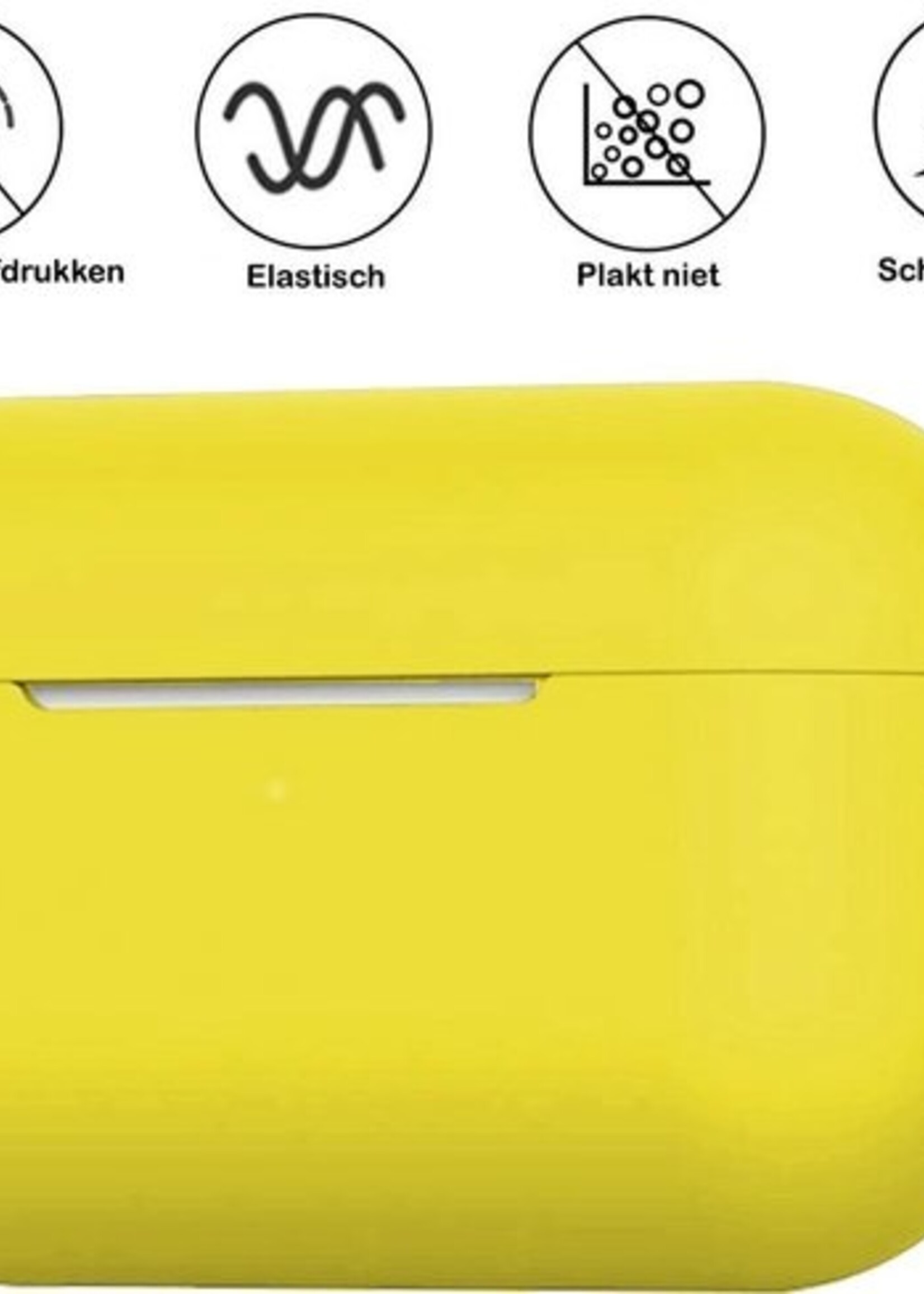 BTH Case Geschikt voor Airpods Pro Hoesje Hoes Siliconen Met Clip Cover - Hoesje Geschikt voor Apple Airpods Pro Siliconen Met Clip - Geel