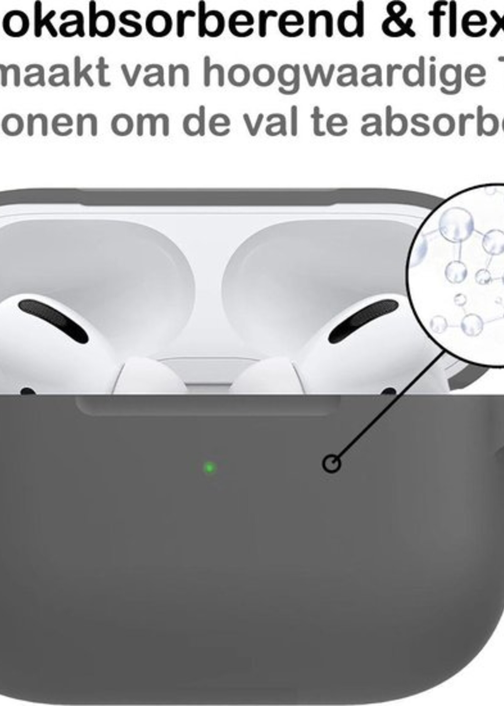 BTH Case Geschikt voor Airpods Pro Hoesje Hoes Siliconen Met Clip Cover - Hoesje Geschikt voor Apple Airpods Pro Siliconen Met Clip - Grijs