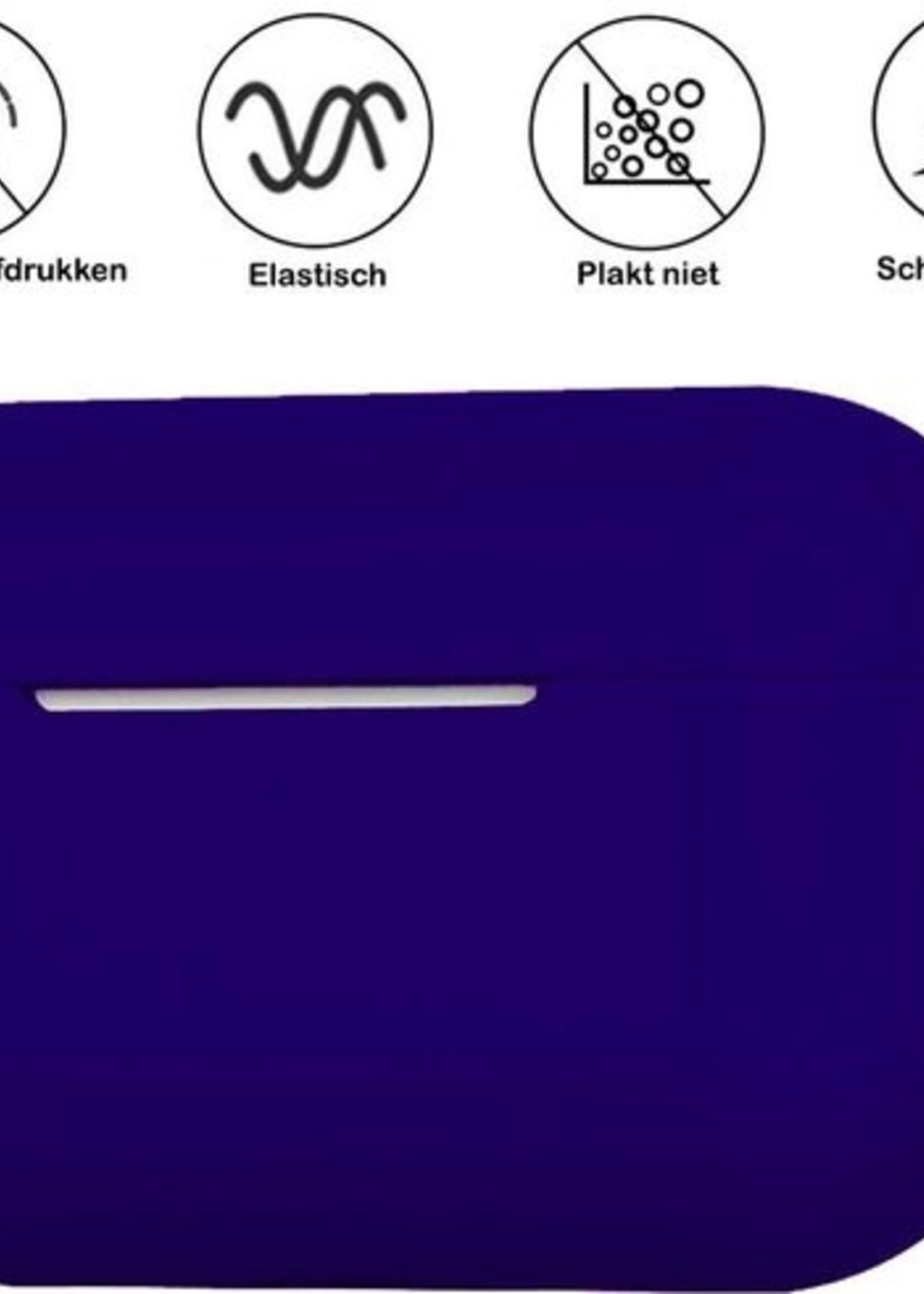 BTH Case Geschikt voor Airpods Pro Hoesje Hoes Siliconen Met Clip Cover - Hoesje Geschikt voor Apple Airpods Pro Siliconen Met Clip - Midnight Blue