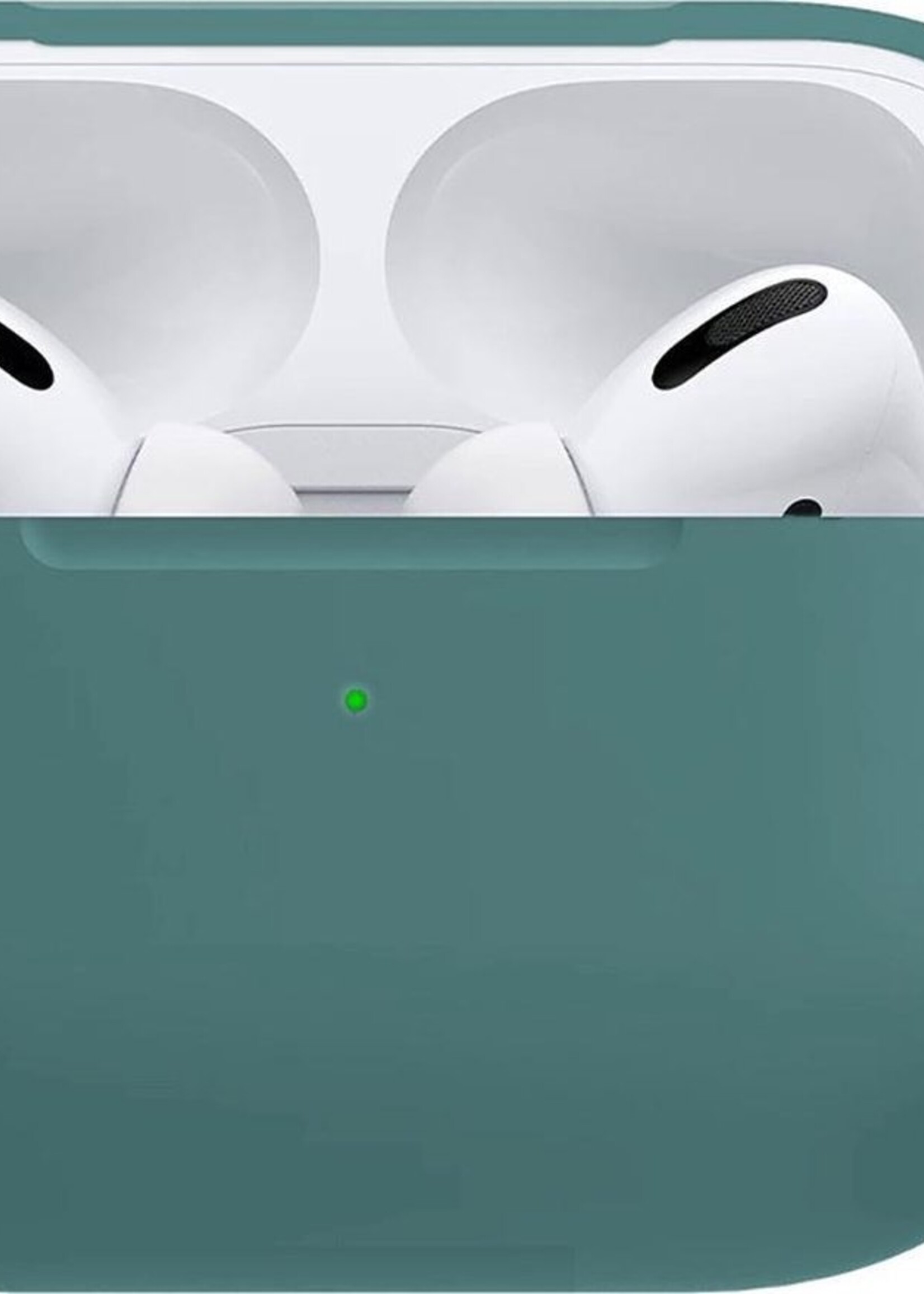 BTH Case Geschikt voor Airpods Pro Hoesje Hoes Siliconen Met Clip Cover - Hoesje Geschikt voor Apple Airpods Pro Siliconen Met Clip - Midnight Green