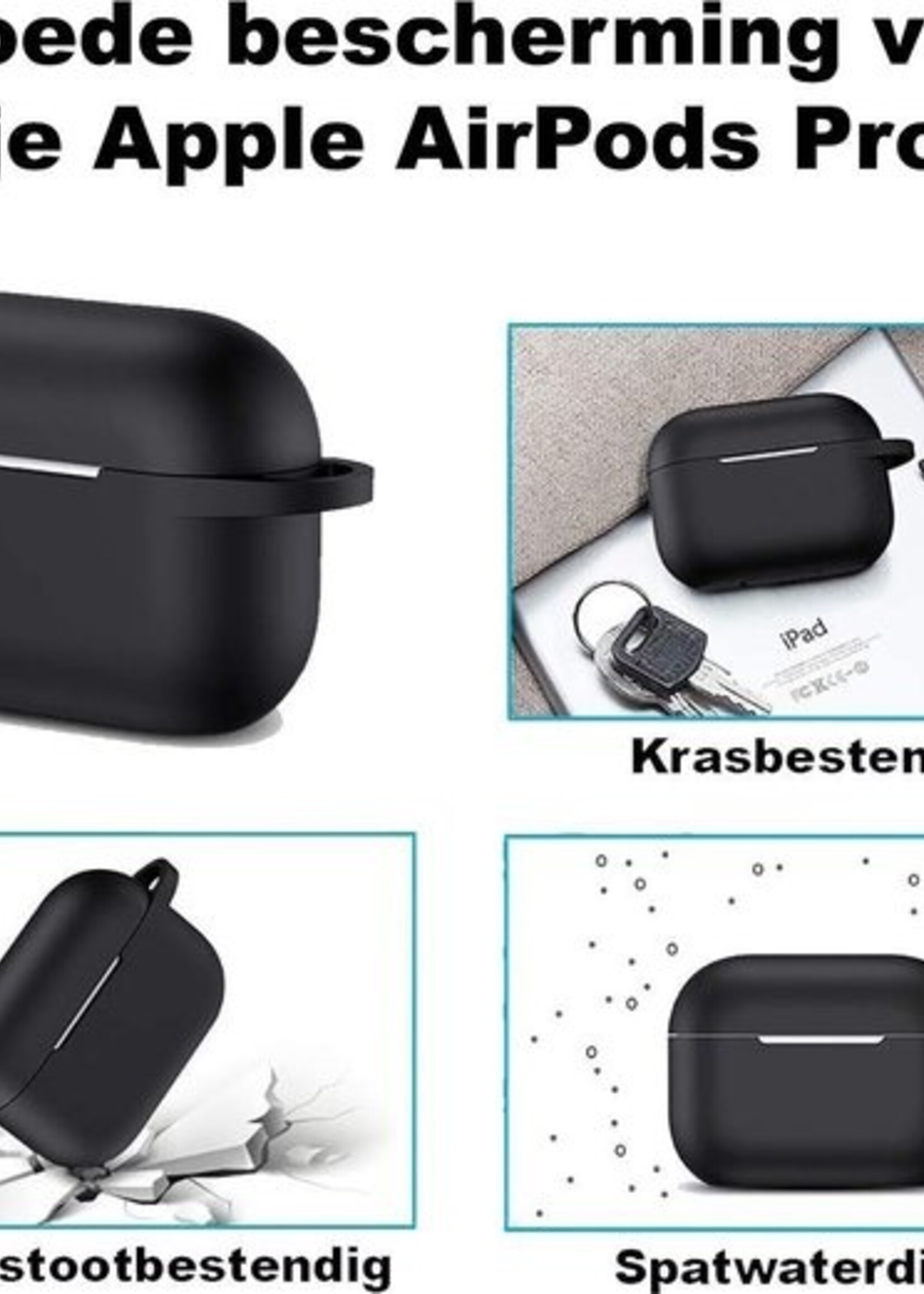 BTH Case Geschikt voor Airpods Pro Hoesje Hoes Siliconen Met Clip Cover - Hoesje Geschikt voor Apple Airpods Pro Siliconen Met Clip - Midnight Green