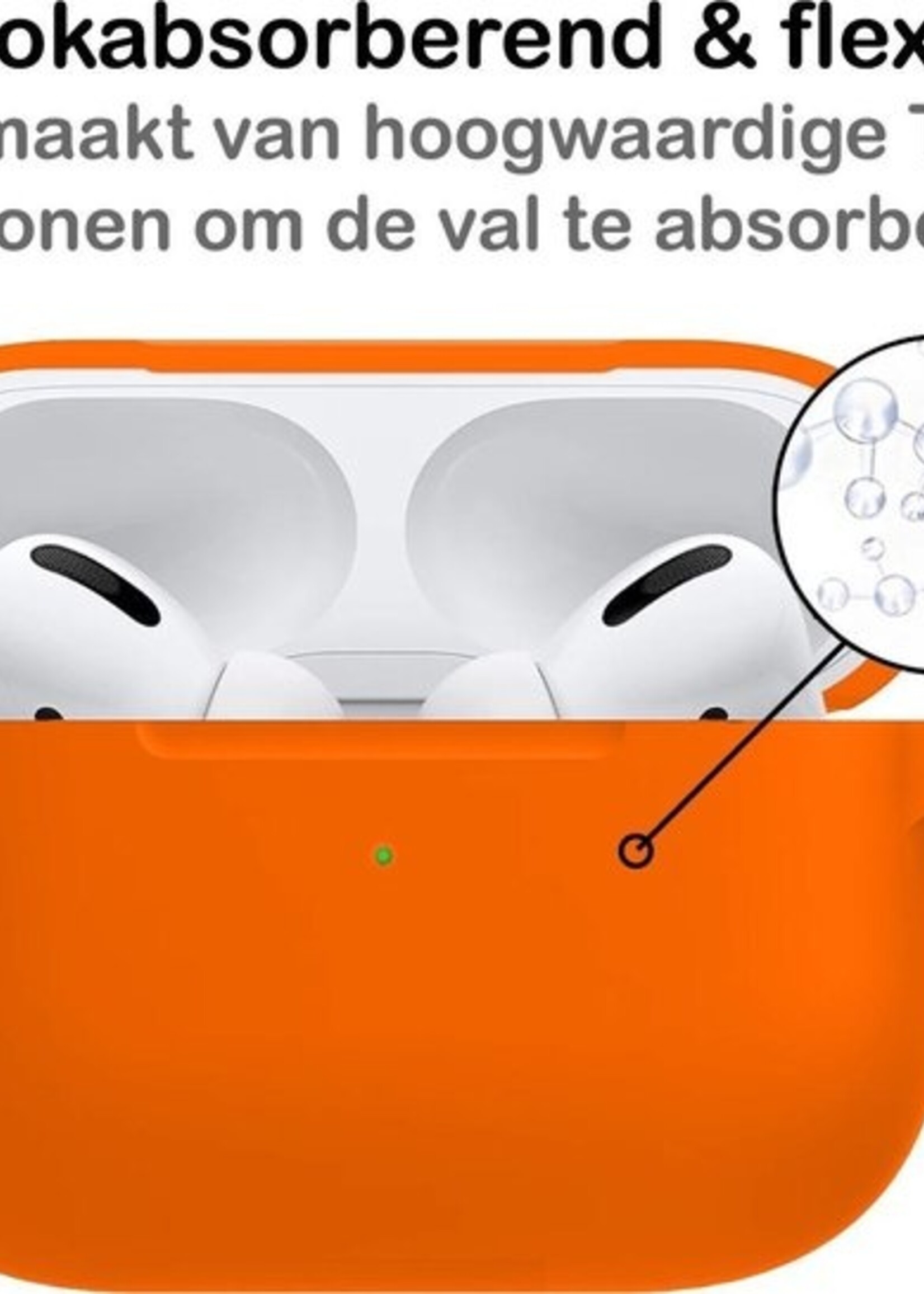 BTH Case Geschikt voor Airpods Pro Hoesje Hoes Siliconen Met Clip Cover - Hoesje Geschikt voor Apple Airpods Pro Siliconen Met Clip - Oranje
