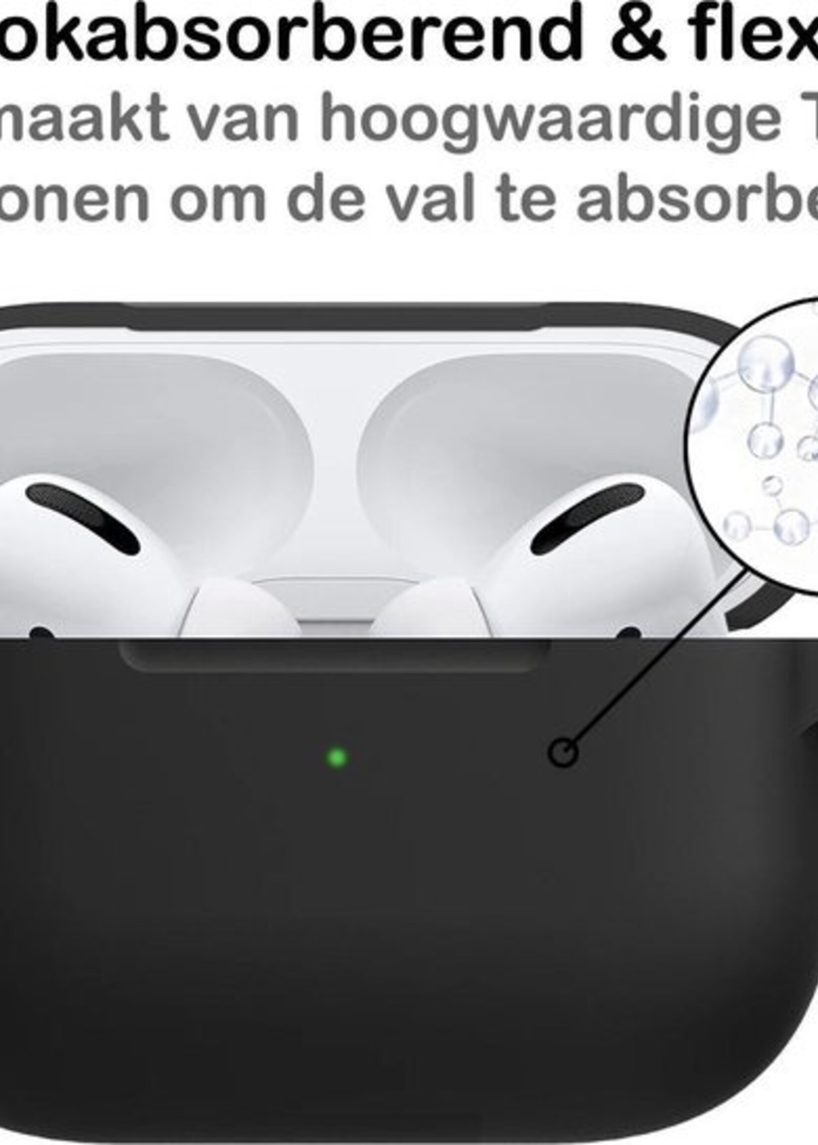 BTH Case Geschikt voor Airpods Pro Hoesje Hoes Siliconen Met Clip Cover - Hoesje Geschikt voor Apple Airpods Pro Siliconen Met Clip - Zwart