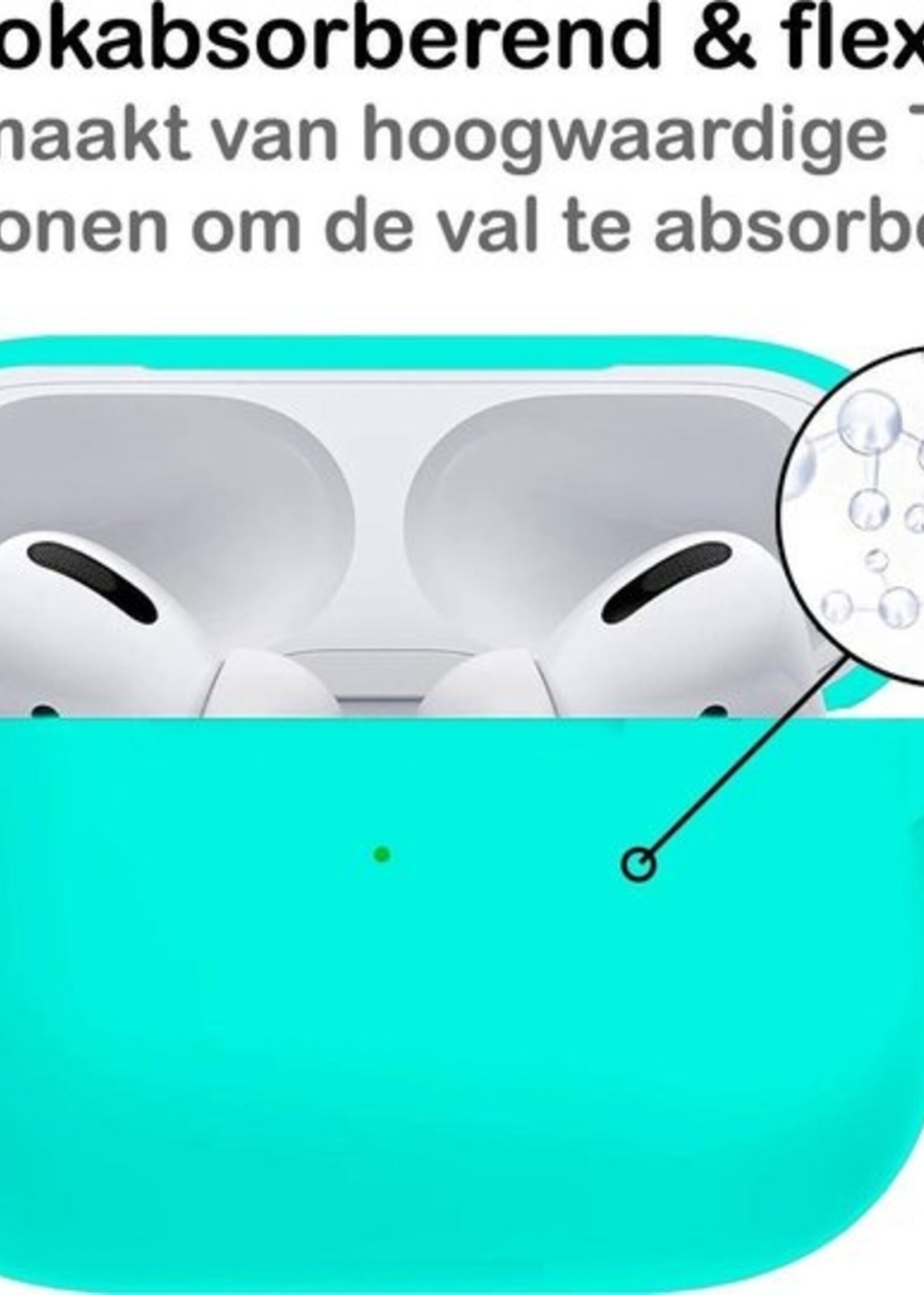 BTH Case Geschikt voor Airpods Pro Hoesje Hoes Siliconen Met Clip Cover - Hoesje Geschikt voor Apple Airpods Pro Siliconen Met Clip - Groen