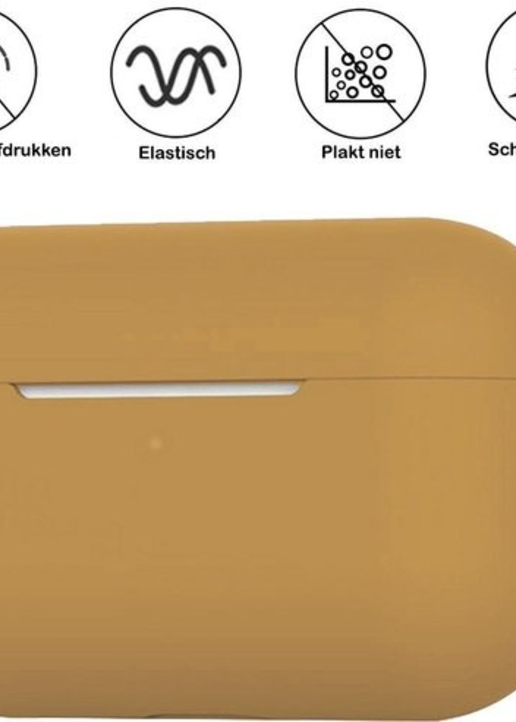 BTH Case Geschikt voor Airpods Pro Hoesje Hoes Siliconen Met Clip Cover - Hoesje Geschikt voor Apple Airpods Pro Siliconen Met Clip - Cognac
