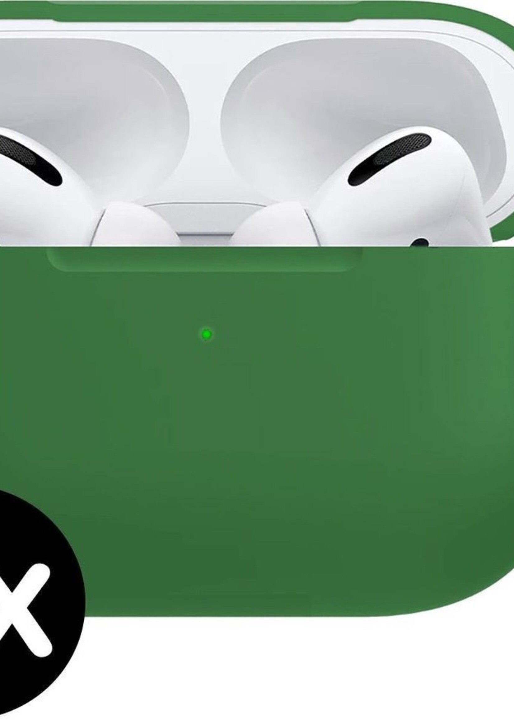 BTH Case Geschikt voor Airpods Pro Hoesje Hoes Siliconen Met Clip Cover - Hoesje Geschikt voor Apple Airpods Pro Siliconen Met Clip - Donkergroen - 2 PACK