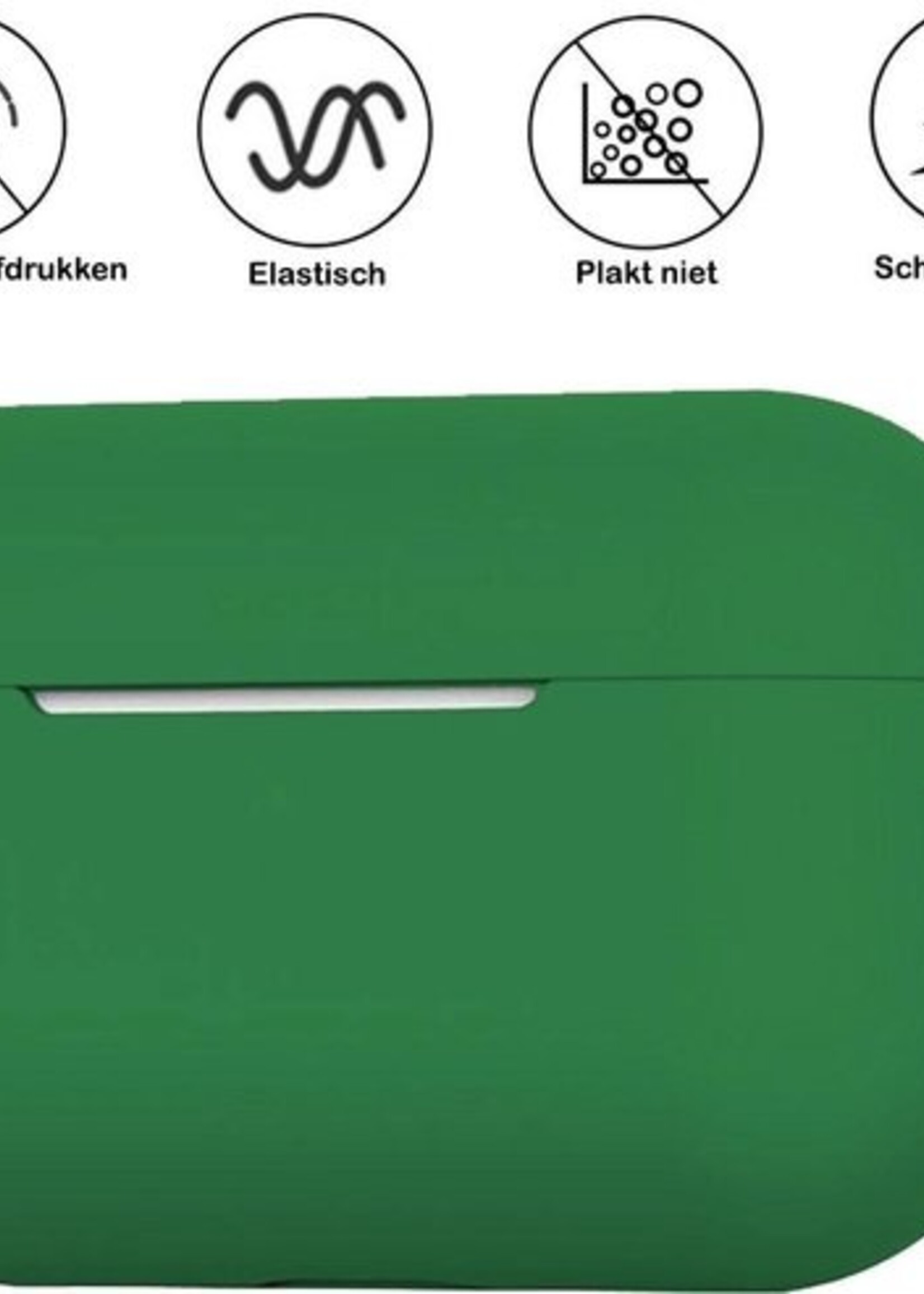 BTH Case Geschikt voor Airpods Pro Hoesje Hoes Siliconen Met Clip Cover - Hoesje Geschikt voor Apple Airpods Pro Siliconen Met Clip - Donkergroen - 2 PACK