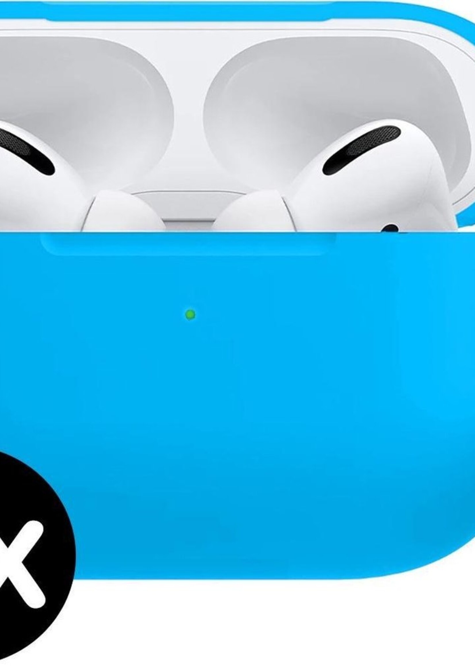 BTH Case Geschikt voor Airpods Pro Hoesje Hoes Siliconen Met Clip Cover - Hoesje Geschikt voor Apple Airpods Pro Siliconen Met Clip - Lichtblauw - 2 PACK