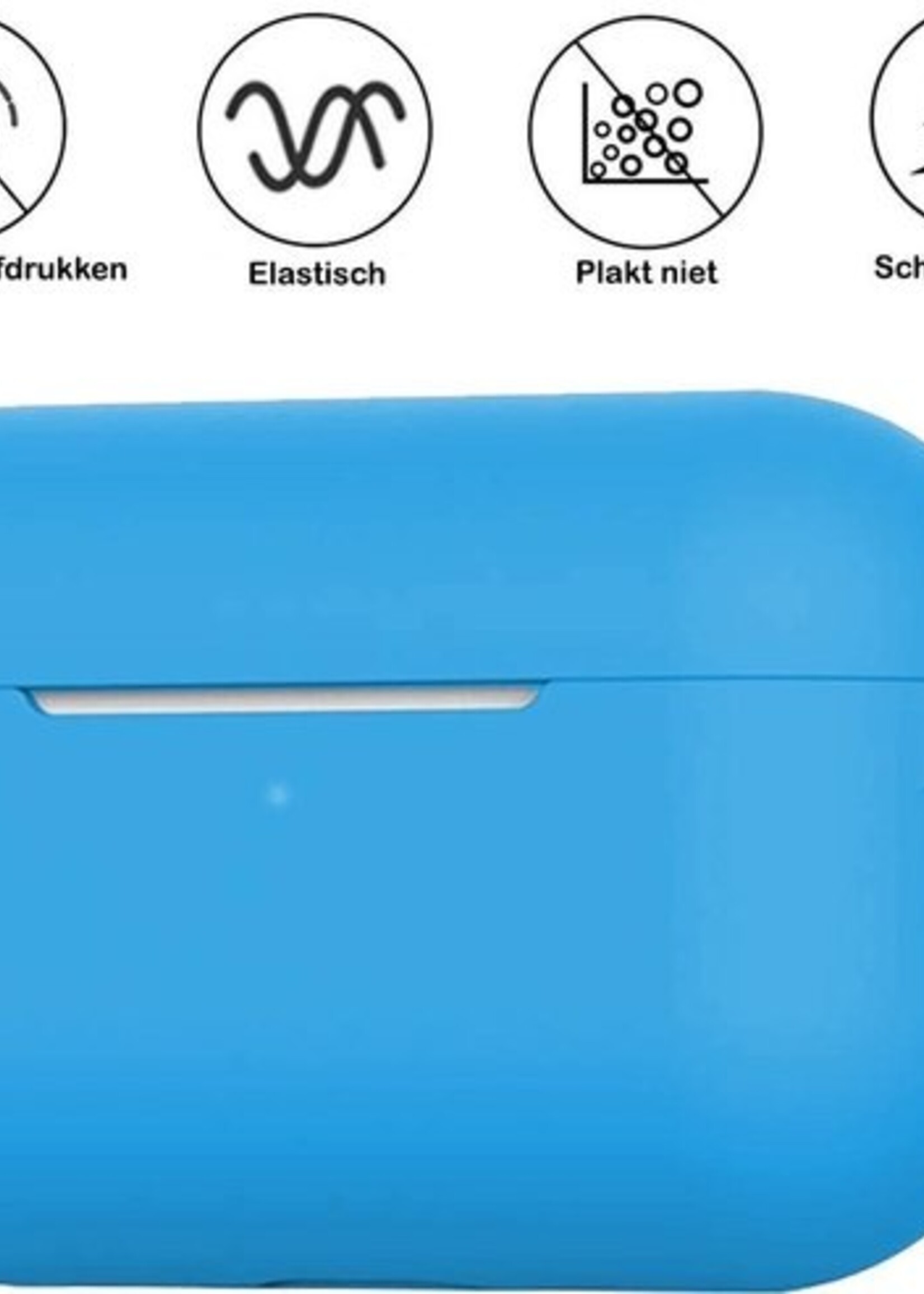 BTH Case Geschikt voor Airpods Pro Hoesje Hoes Siliconen Met Clip Cover - Hoesje Geschikt voor Apple Airpods Pro Siliconen Met Clip - Lichtblauw - 2 PACK