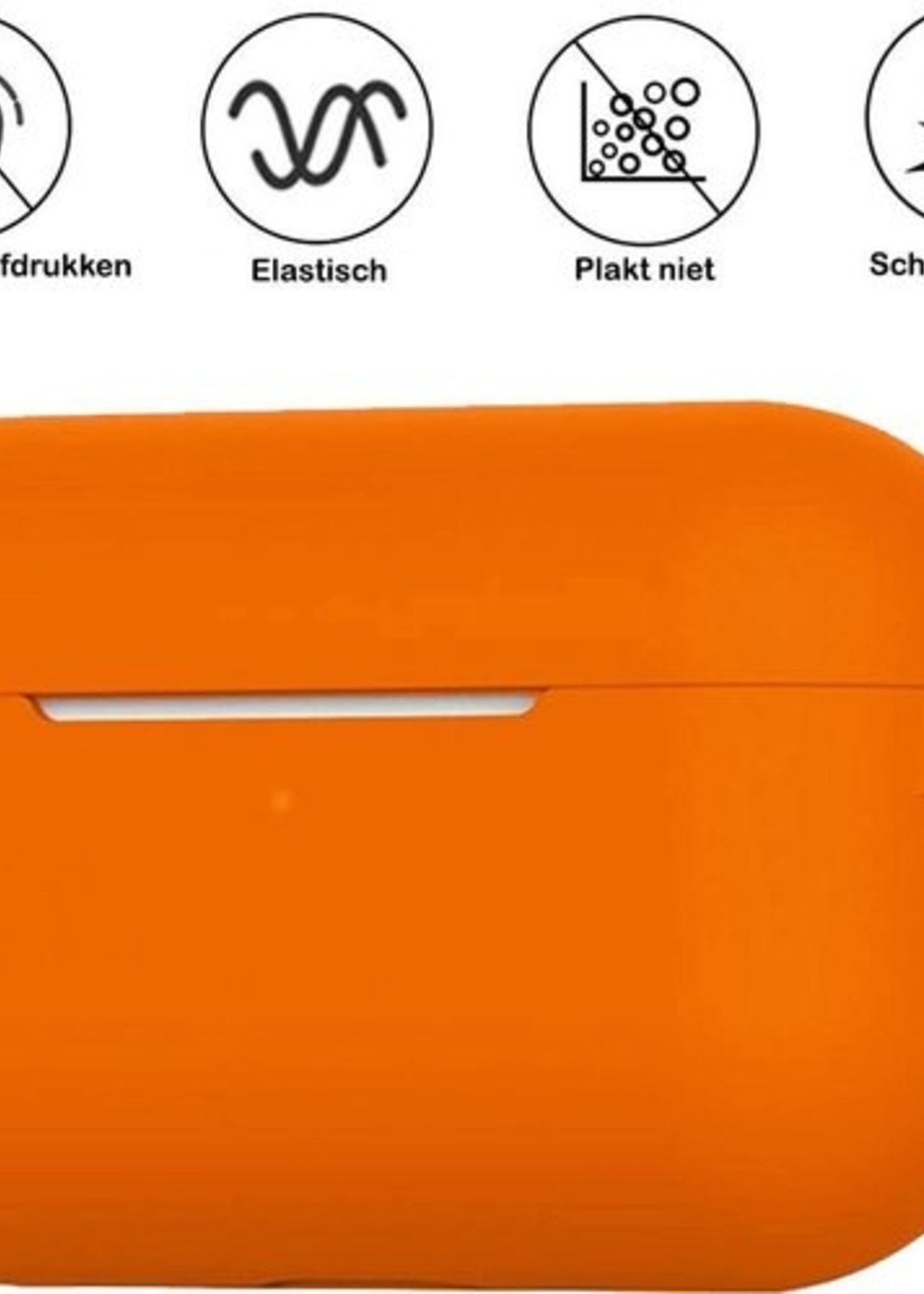 BTH Case Geschikt voor Airpods Pro Hoesje Hoes Siliconen Met Clip Cover - Hoesje Geschikt voor Apple Airpods Pro Siliconen Met Clip - Oranje - 2 PACK