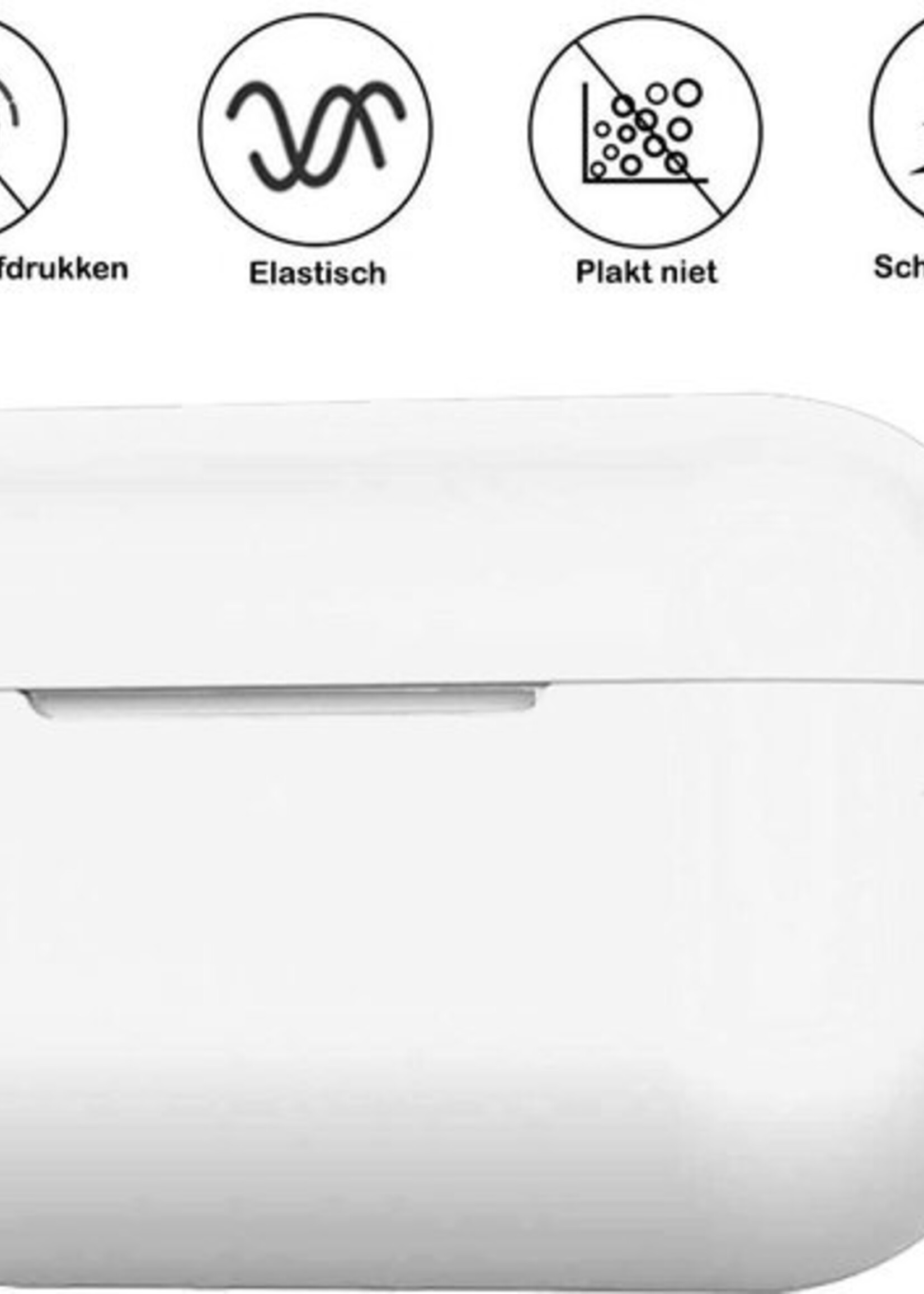 BTH Case Geschikt voor Airpods Pro Hoesje Hoes Siliconen Met Clip Cover - Hoesje Geschikt voor Apple Airpods Pro Siliconen Met Clip - Wit - 2 PACK