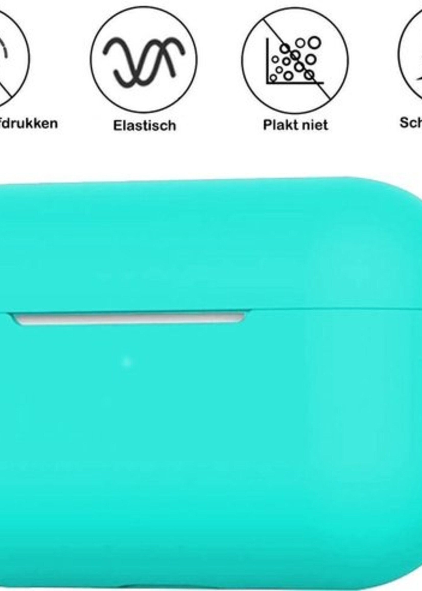 BTH Case Geschikt voor Airpods Pro Hoesje Hoes Siliconen Met Clip Cover - Hoesje Geschikt voor Apple Airpods Pro Siliconen Met Clip - Mintgroen - 2 PACK