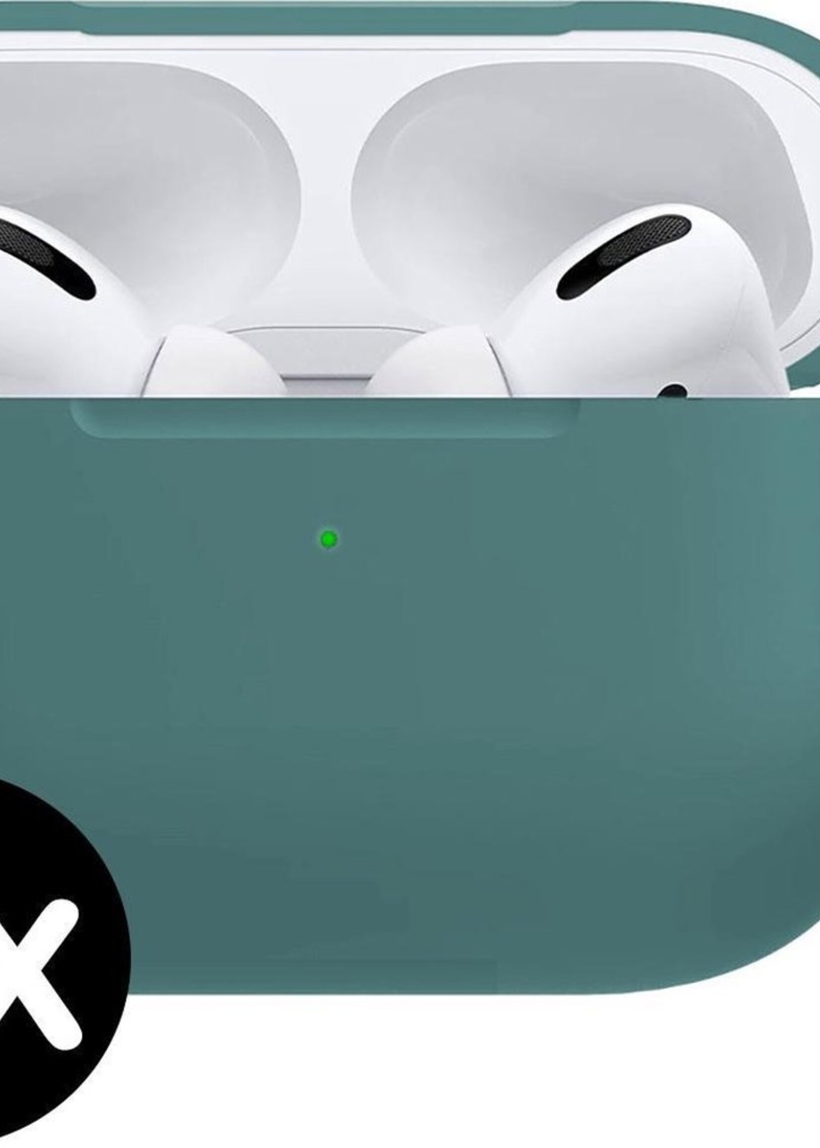 BTH Case Geschikt voor Airpods Pro Hoesje Hoes Siliconen Met Clip Cover - Hoesje Geschikt voor Apple Airpods Pro Siliconen Met Clip - Midnight Green - 2 PACK