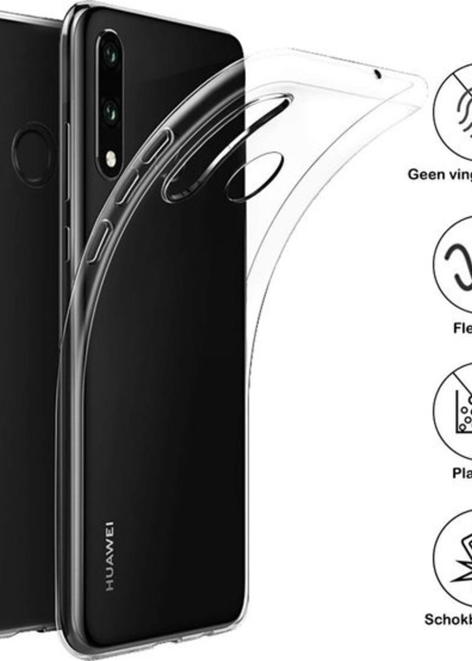 BTH Hoesje Geschikt voor Huawei P30 Lite Hoesje Siliconen Case Hoes - Hoes Geschikt voor Huawei P30 Lite Hoes Cover Case - Transparant