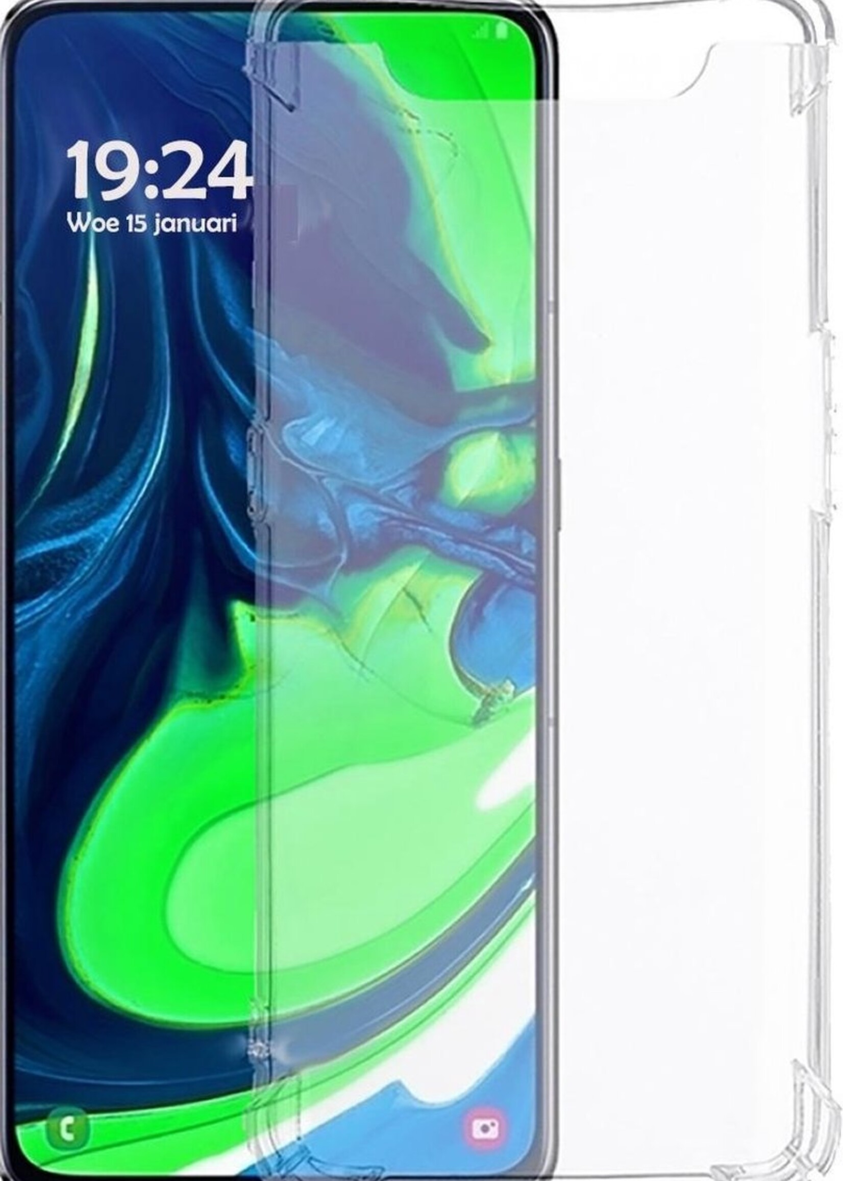 BTH Hoesje Geschikt voor Samsung A80 Hoesje Siliconen Shock Proof Case Hoes - Hoes Geschikt voor Samsung Galaxy A80 Hoes Cover Case Shockproof - Transparant