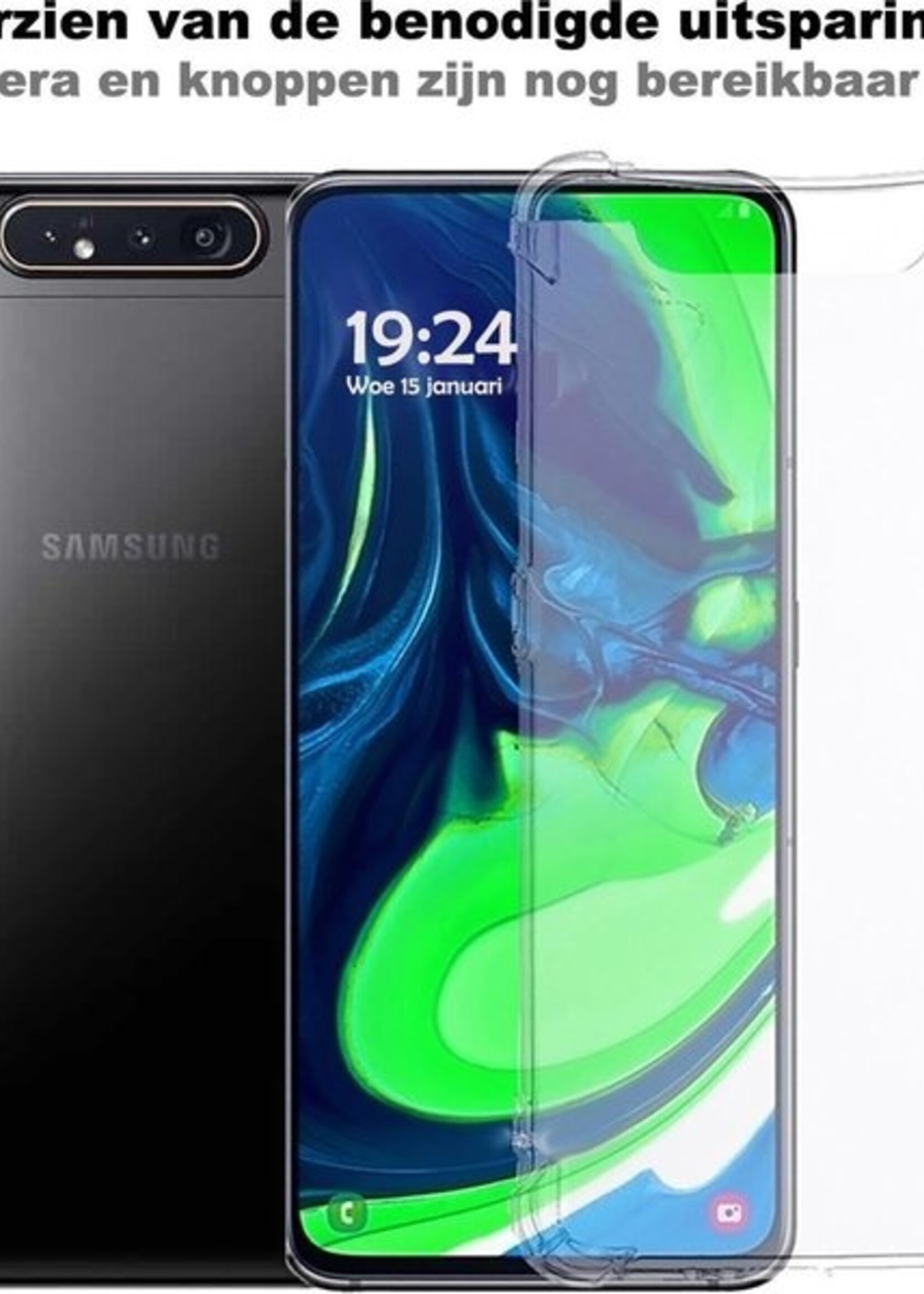 BTH Hoesje Geschikt voor Samsung A80 Hoesje Siliconen Shock Proof Case Hoes - Hoes Geschikt voor Samsung Galaxy A80 Hoes Cover Case Shockproof - Transparant - 2 PACK