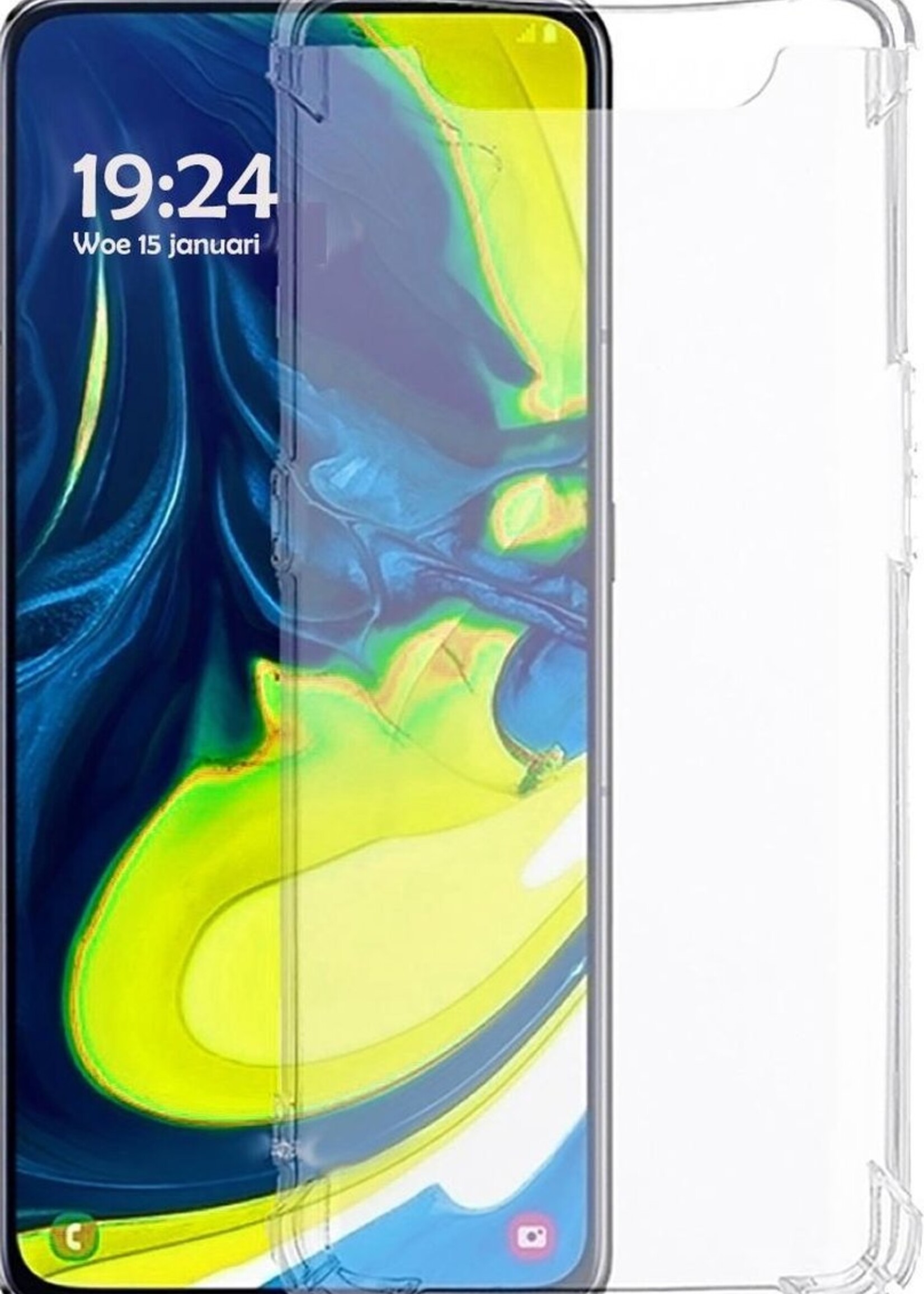 BTH Hoesje Geschikt voor Samsung A90 Hoesje Siliconen Shock Proof Case Hoes - Hoes Geschikt voor Samsung Galaxy A90 Hoes Cover Case Shockproof - Transparant